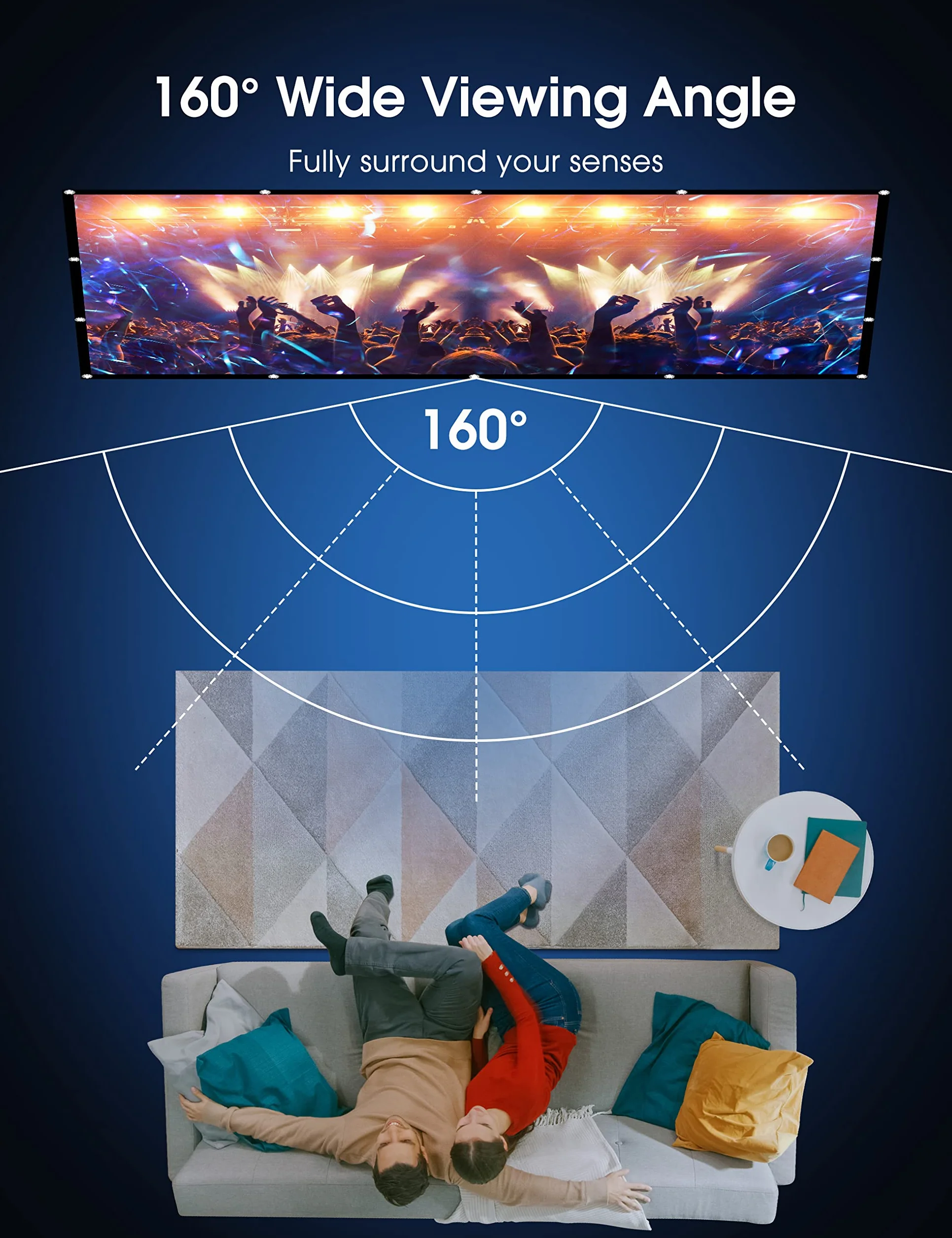 Osoeri Écran de Projection Portable 100 Pouces 16:9 HD Double Face Anti-Plis