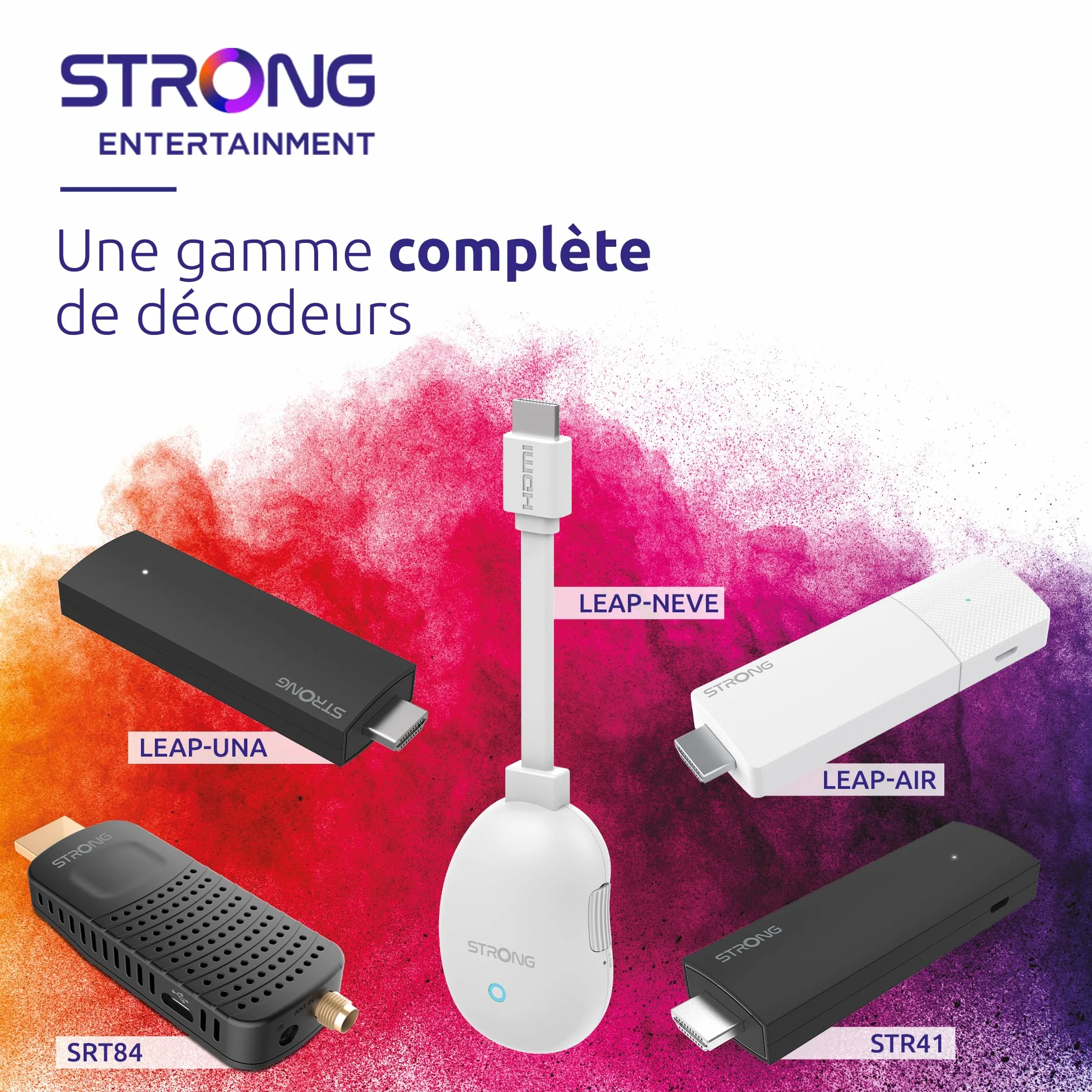 STRONG SRT84 Récepteur HDMI Décodeur DVB-T2 HEVC265 Dolby Audio Noir