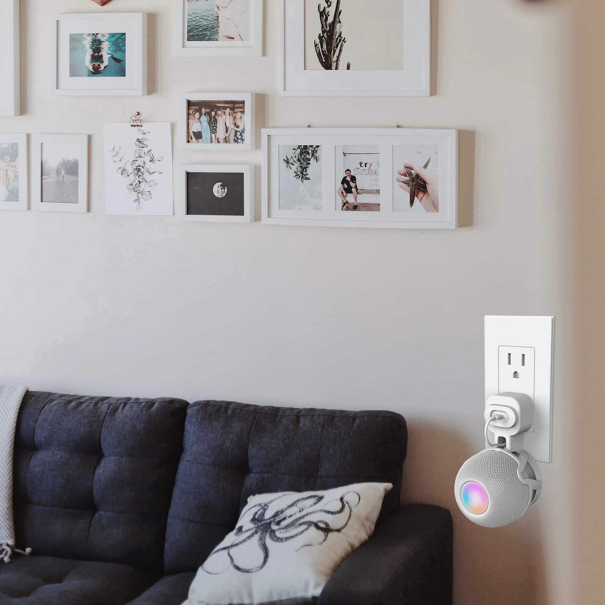 Support Mural pour Homepod Mini - Support Mural Robuste pour Haut-Parleur Homepod Mini - Peu encombrant, Excellente Gestion des câbles sans enchevêtrement (Blanc)