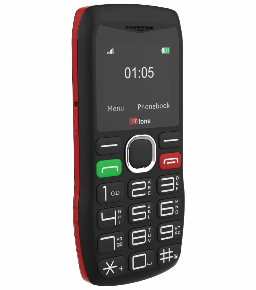 TTfone TT880 Téléphone Portable pour Personnes Âgées à Gros Boutons avec Bouton d'Aide d'Urgence, Rouge, Pay As You Go