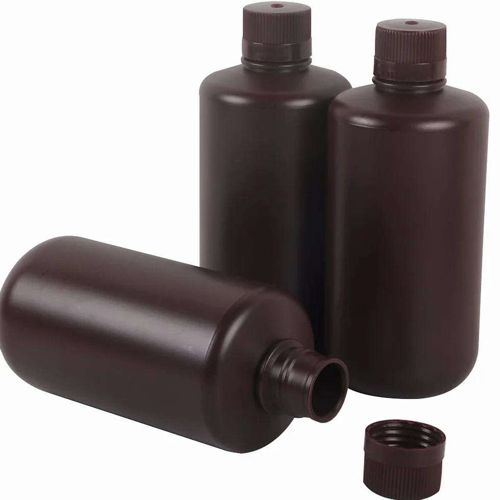 3 pièces 1L/1000 ml/35.2 oz processeur de Chambre Noire Chimique Liquide développeur Bouteilles de Stockage en Plastique pour 135 120 Film Photo négatif (3X 1L Brown Bottle)