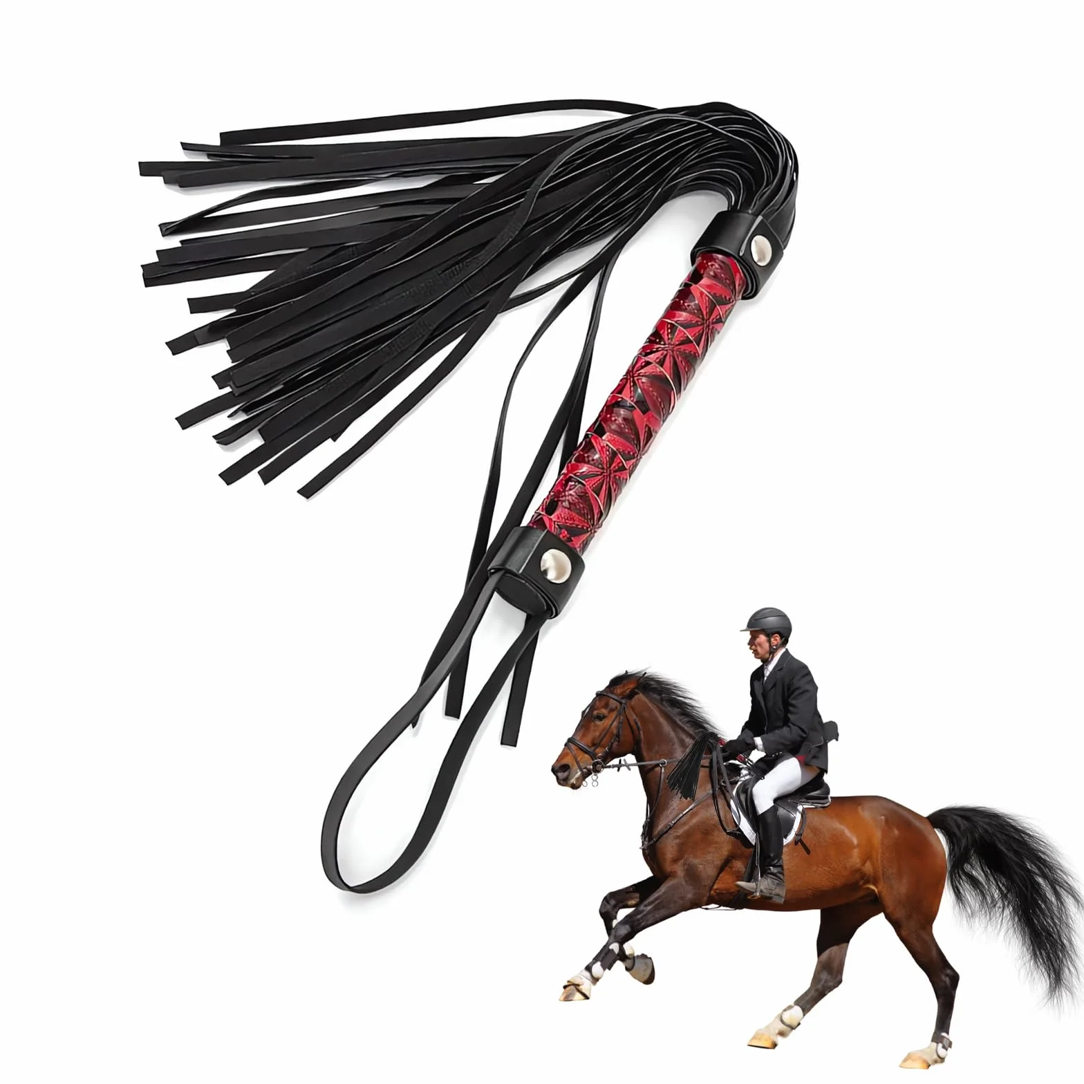 Fouet De Cheval en Cuir Frangé pour Sports d'Équitation