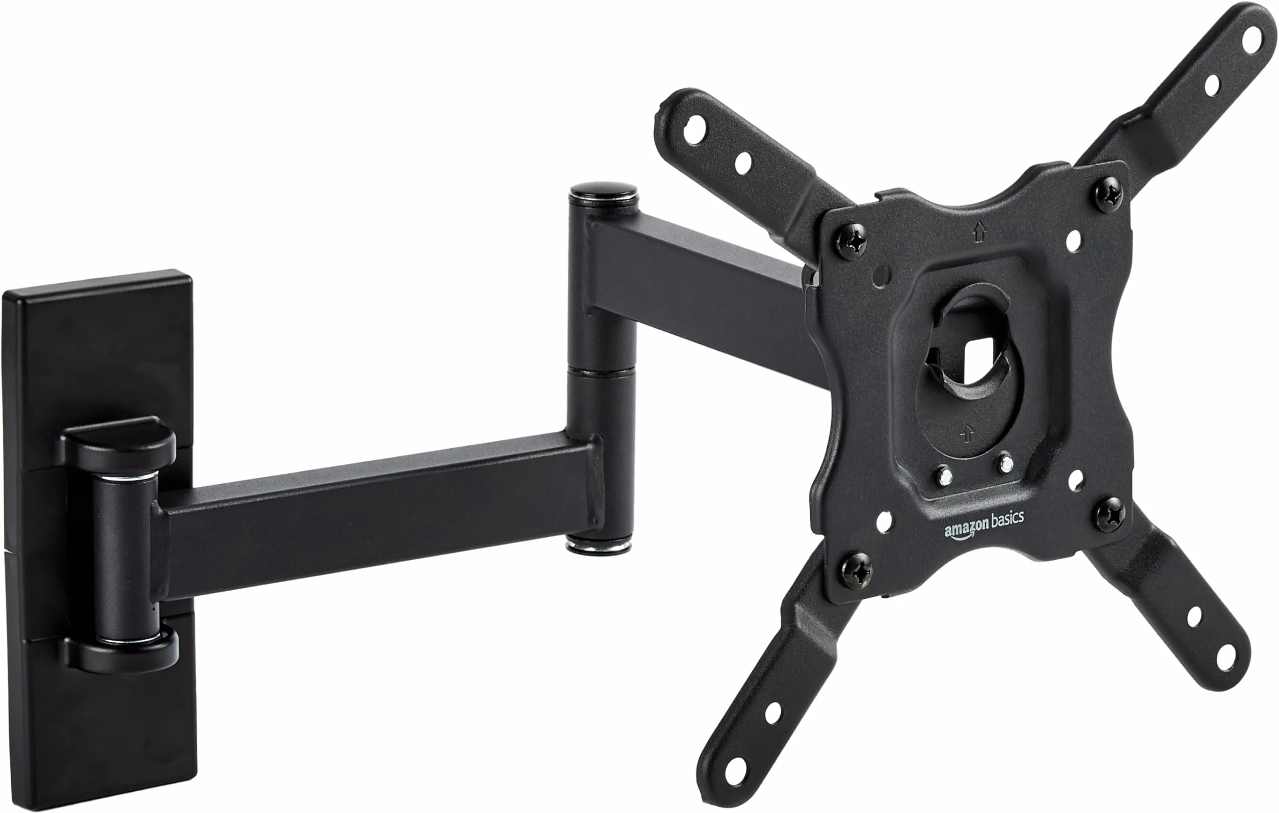 Amazon Basics Support Mural Pour Téléviseur, Mouvement Complet, Pivotant et Inclinable, Pour Téléviseurs ou Écrans Plats et Incurvés 12 à 40 Pouces Jusqu’à 36kg, Support TV, VESA max. 200x200mm, Noir