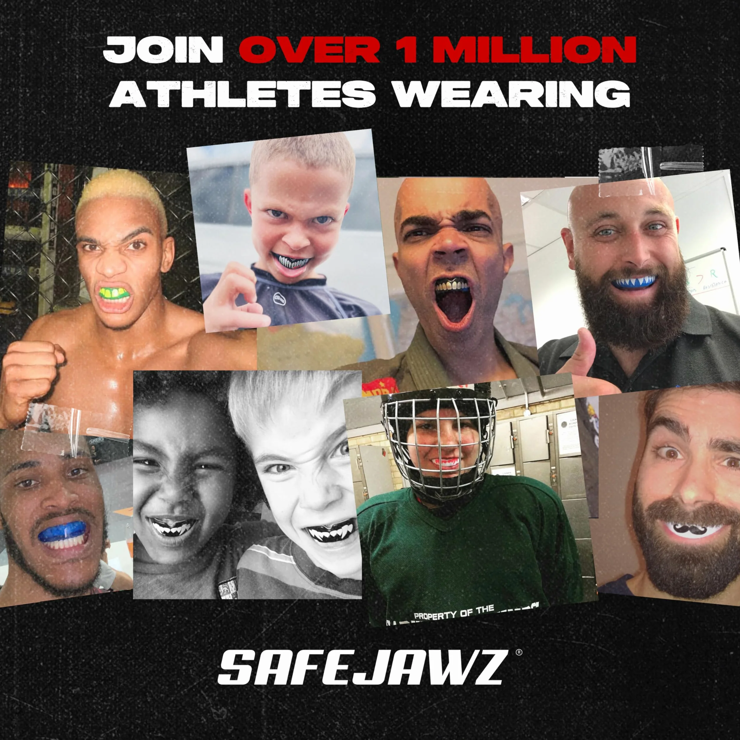 SafeJawz Sport Protège-dents Éléments Protection intégrale Rugby MMA Hockey Judo Karate Boxe Adulte 12+