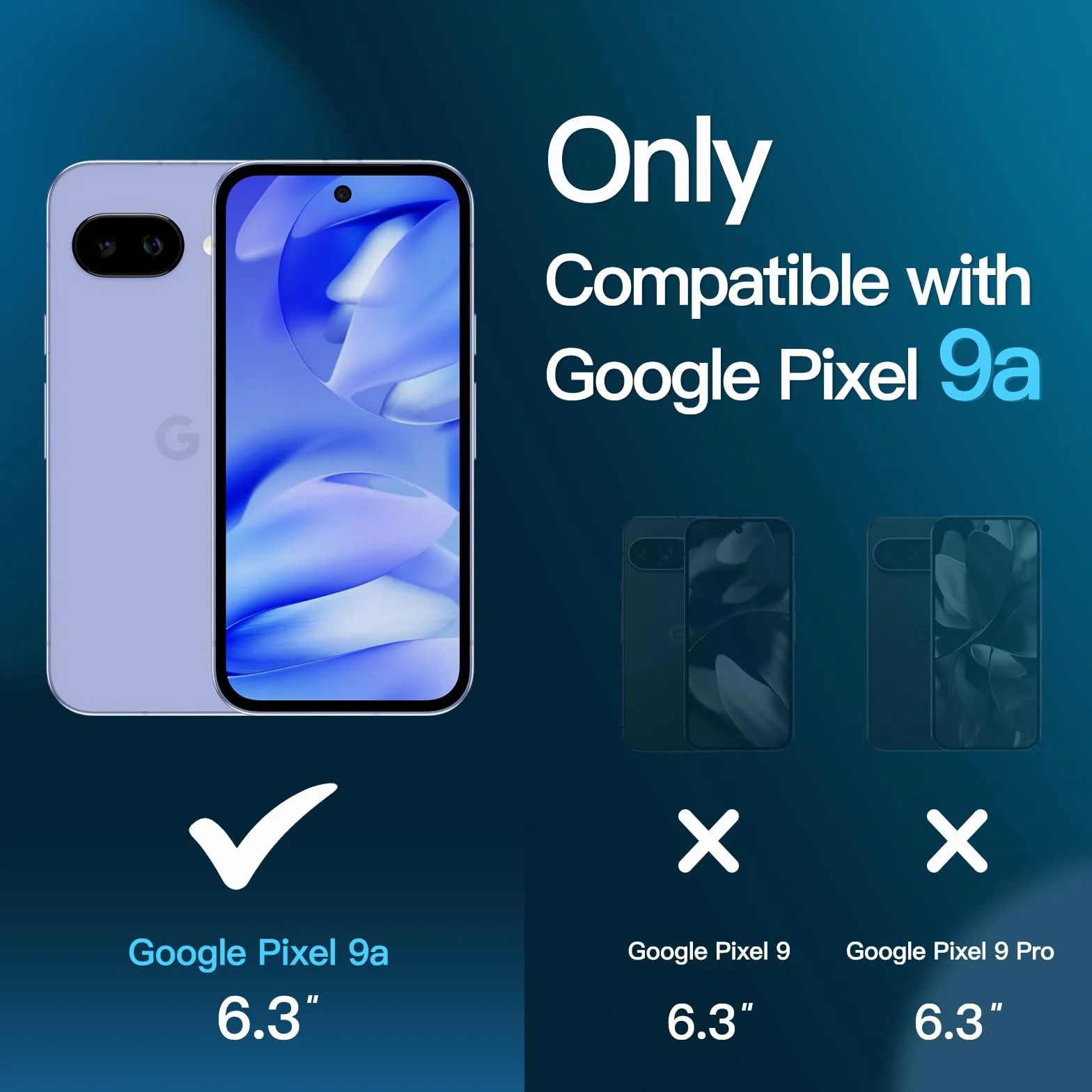 JETech Protection D'écran pour Google Pixel 9a 6,3 Pouces 2025, Film en Verre Trempé avec Outil d'Installation Facile, Compatible avec Les Empreintes Digitales, HD Clair, Lot de 3