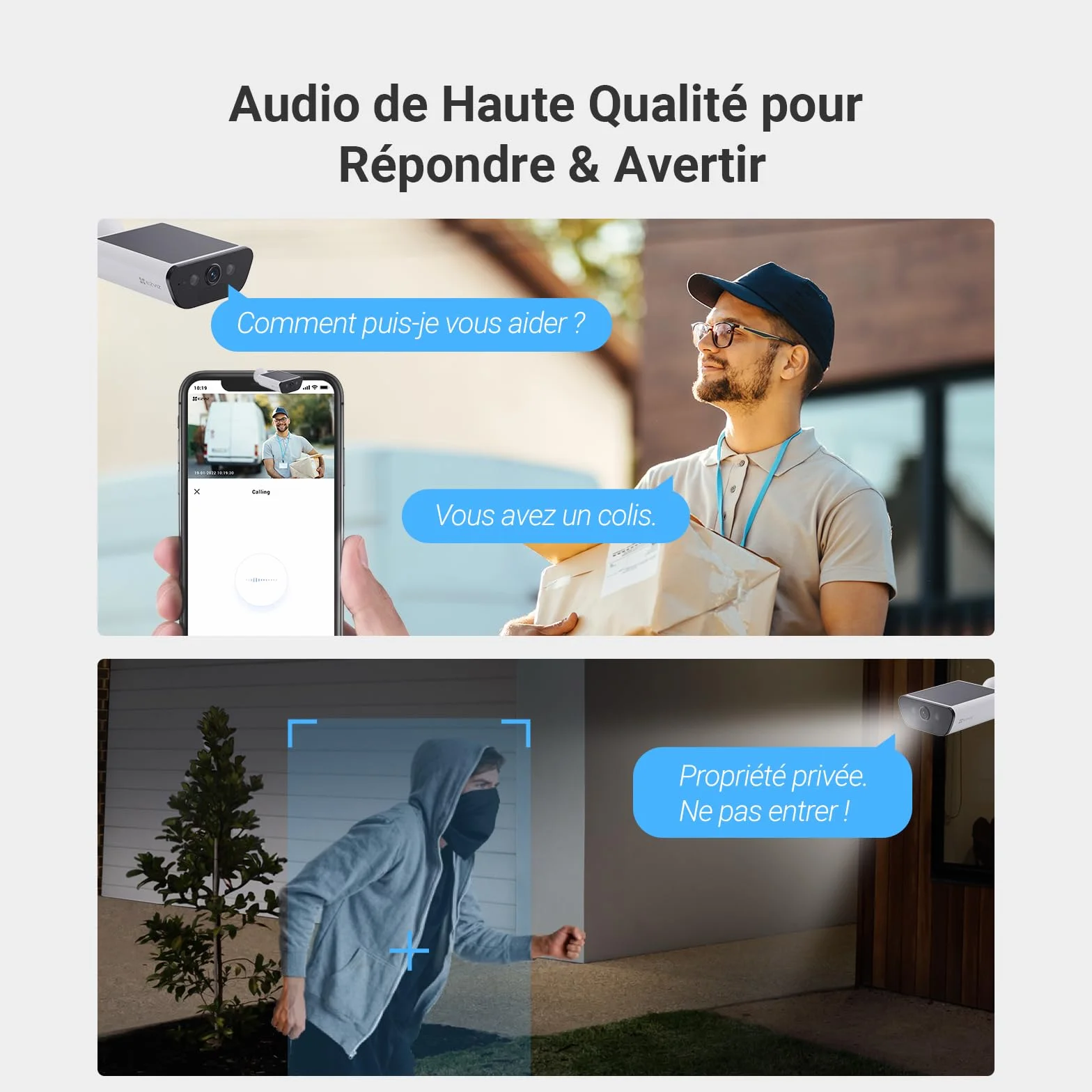 EZVIZ CB5 4K Camera Surveillance WiFi Exterieure sans Fil à Batterie, Camera Solaire Exterieur, Vision Nocturne en Couleure, Détection de Forme Humaine/Véhicule, Défense Active, Étanche IP65, Alexa