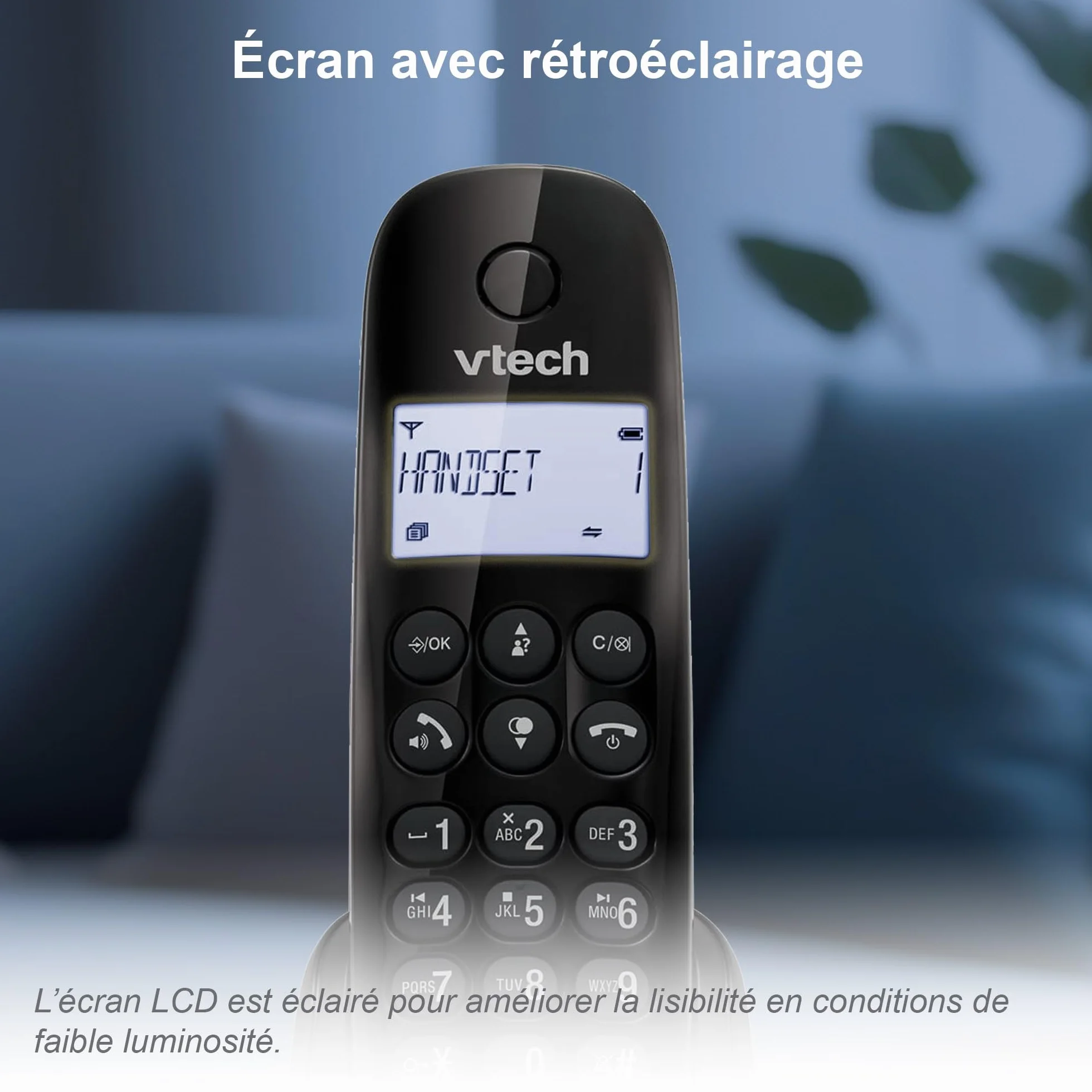 VTech CS1450 Téléphone sans Fil DECT avec Répondeur, Mains Libres, Blocage d'Appels, Identification de l'Appelant, Écran Rétroéclairé