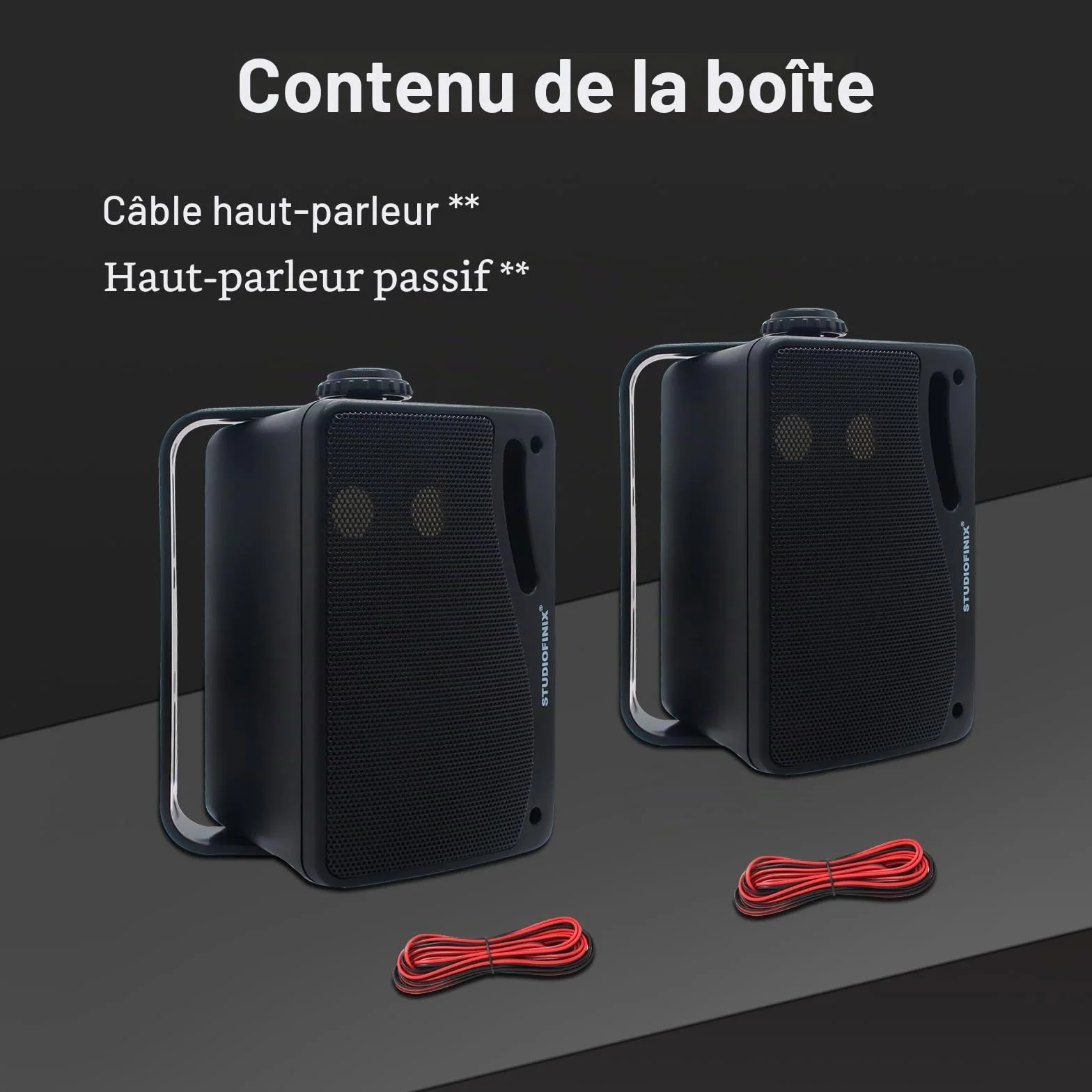 STUDIOFINIX 3,5 Pouces Haut-parleurs étanches pour 200W l'extérieur pour Montage en Surface, Marin et Mural - Grille ABS Robuste pour la Maison, Le Bateau, la Piscine, Le Patio (Noir)
