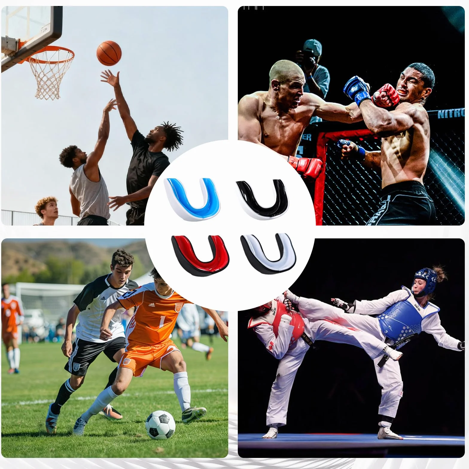 Protège-dents Sport Rugby Enfant Adulte Boxe Arts Martiaux Judo Hockey 4 Pièces