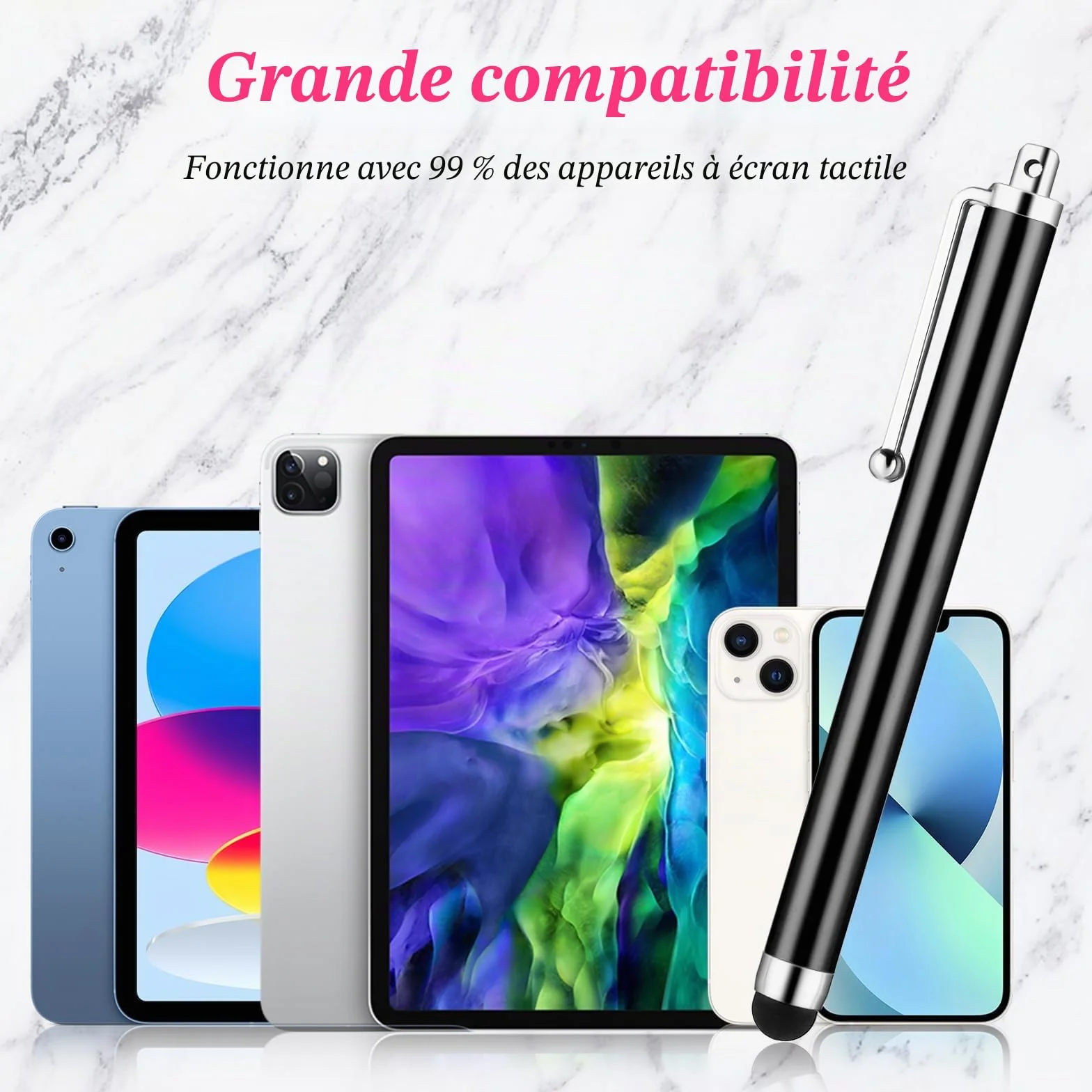 Andibro Stylets Universels pour Écrans Tactiles, 2 Pièces, Compatibles Tablette Smartphone Ordinateur Portable