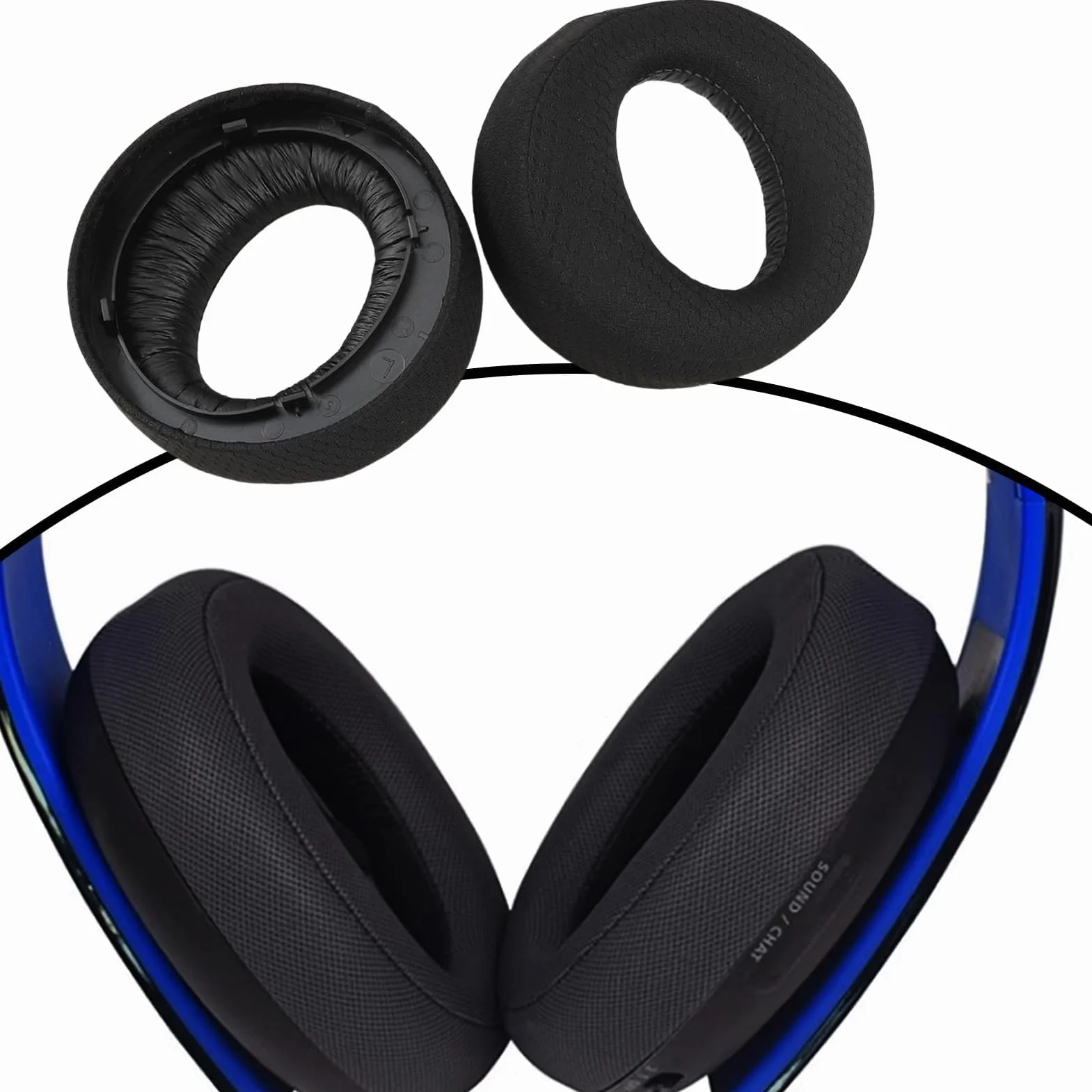 Coussinets Casque d'oreille de Remplacement pour PlayStation 5 Pulse PS5 3D avec Tissu Respirant et Mousse Anti-Bruit