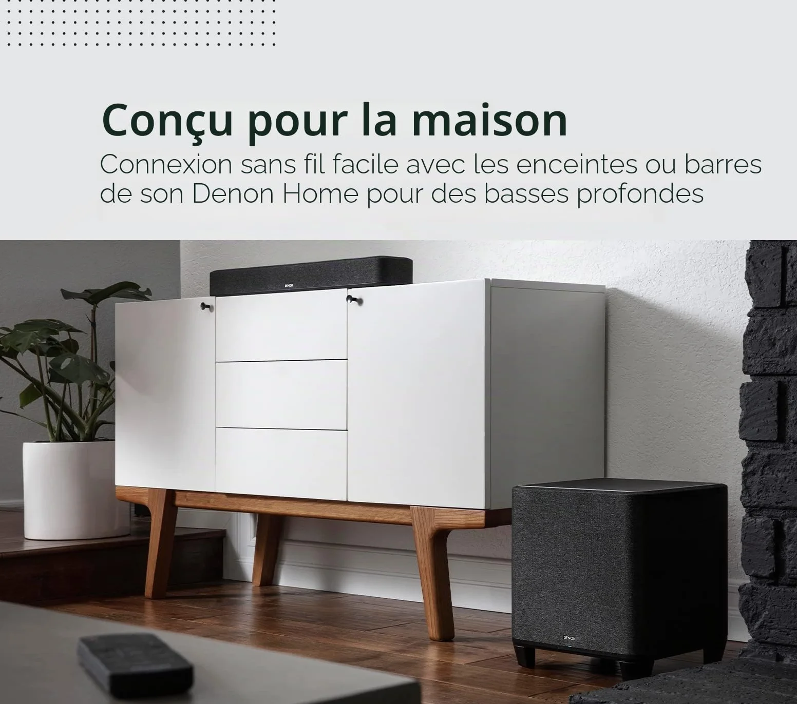 Denon Home Caisson de Basses sans Fil avec HEOS Intégré, Amplificateur Classe D Haute Performance, Woofer 8 Pouces pour Home Cinéma et Musique - Noir
