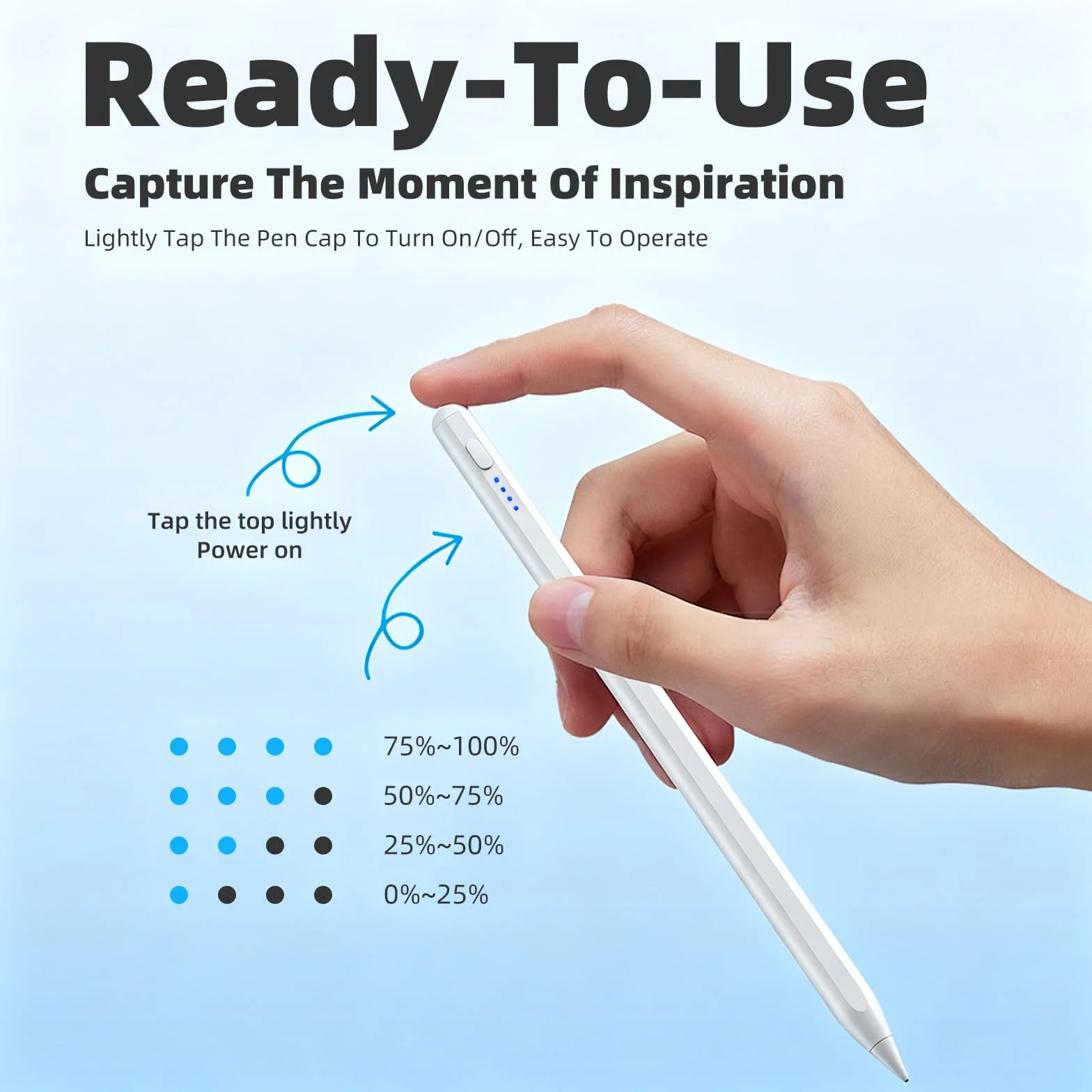 Stylet pour iPad 2018-2026, Précision de Pixe, Reject de Paume, Détection d'inclinaison, Pencil Charge Rapide, Compatible avec iPad 11/10/9/8/7/6/A16, Mini 7/6/5/4, Air M4/M3/M2, Pro M5/M4 13/12.9/11″