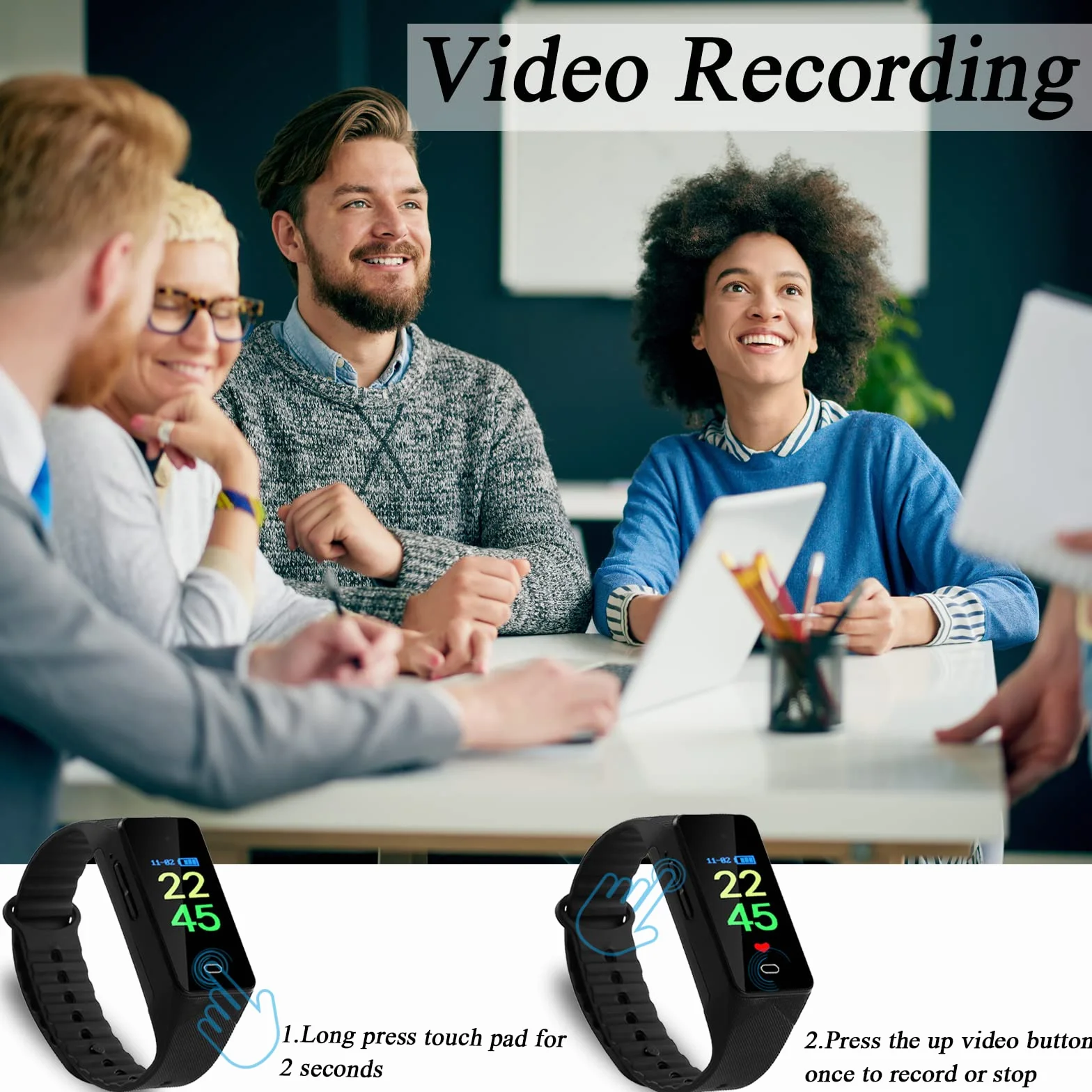 OTADUG Camera Espion, 1080P Caméra Espion Cachées avec Enregistrement Audio et Vidéo, Mini Caméra Cachée avec Carte SD de 16 Go, Bracelet Mini Caméra de Surveillance avec Affichage de l'heure