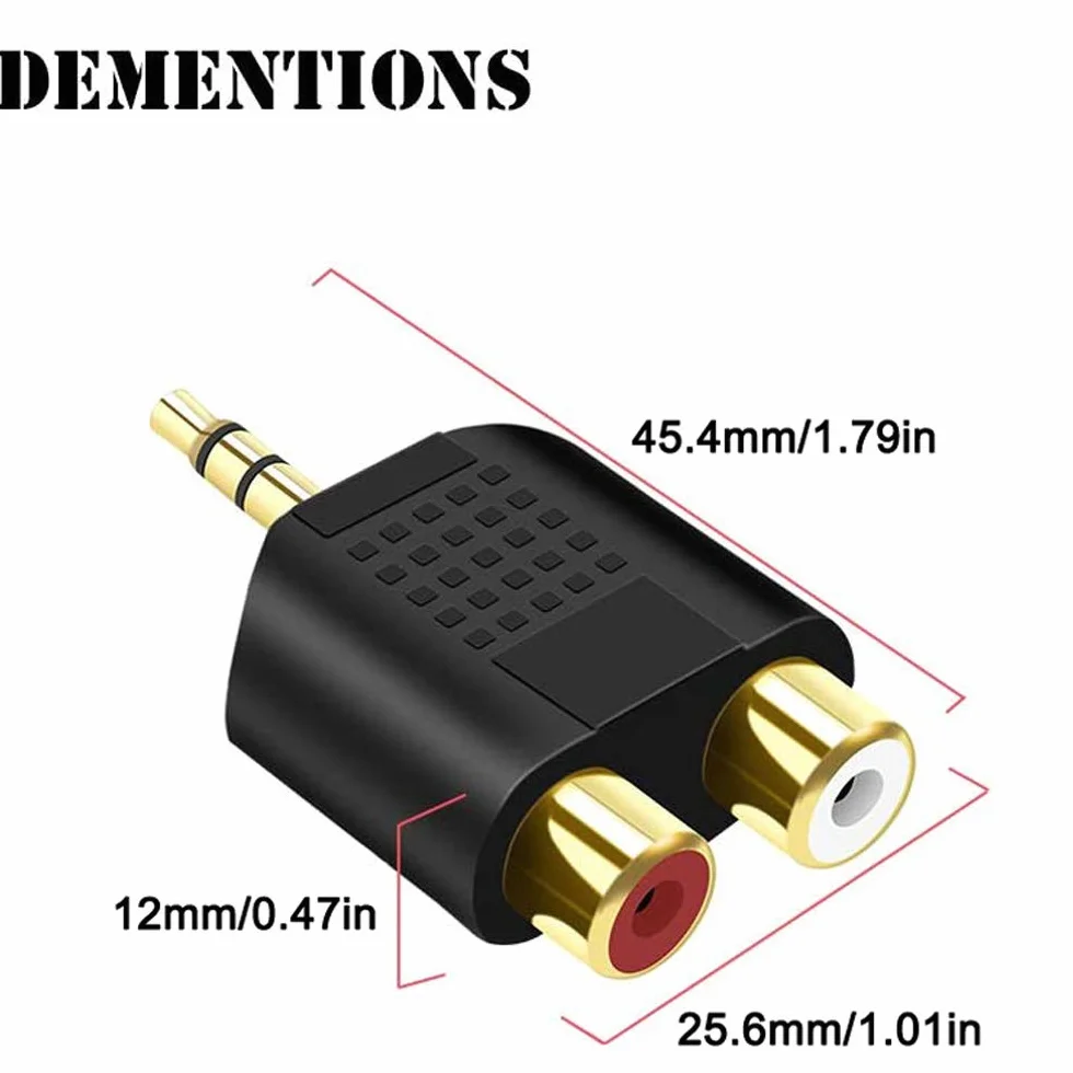 Greluma 4 Pièces 3,5 mm vers Répartiteur RCA, Adaptateur Audio 3,5 mm Stéréo Mâle vers Double RCA Femelle