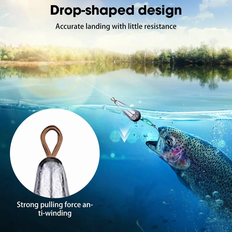 Lot de 20 Plomb Pêche Mer 30g Drop Shot Poids pour Pêche en Eau Douce
