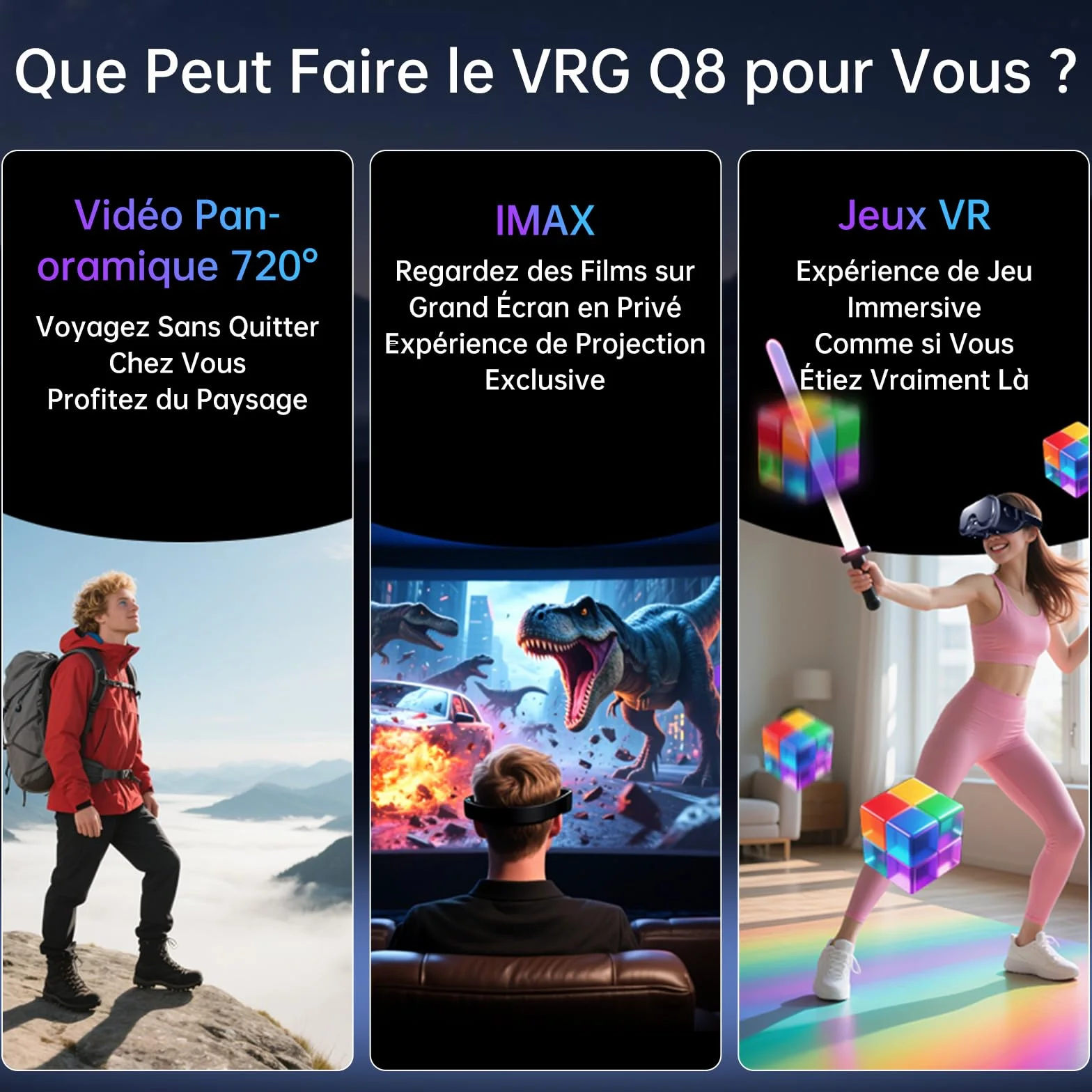 Casque Réalité Virtuelle VR Smartphone avec Manette - Lunettes 3D Ajustables Myopie 0-700° Anti-Lumière Bleue Compatible Android iOS 5-7"
