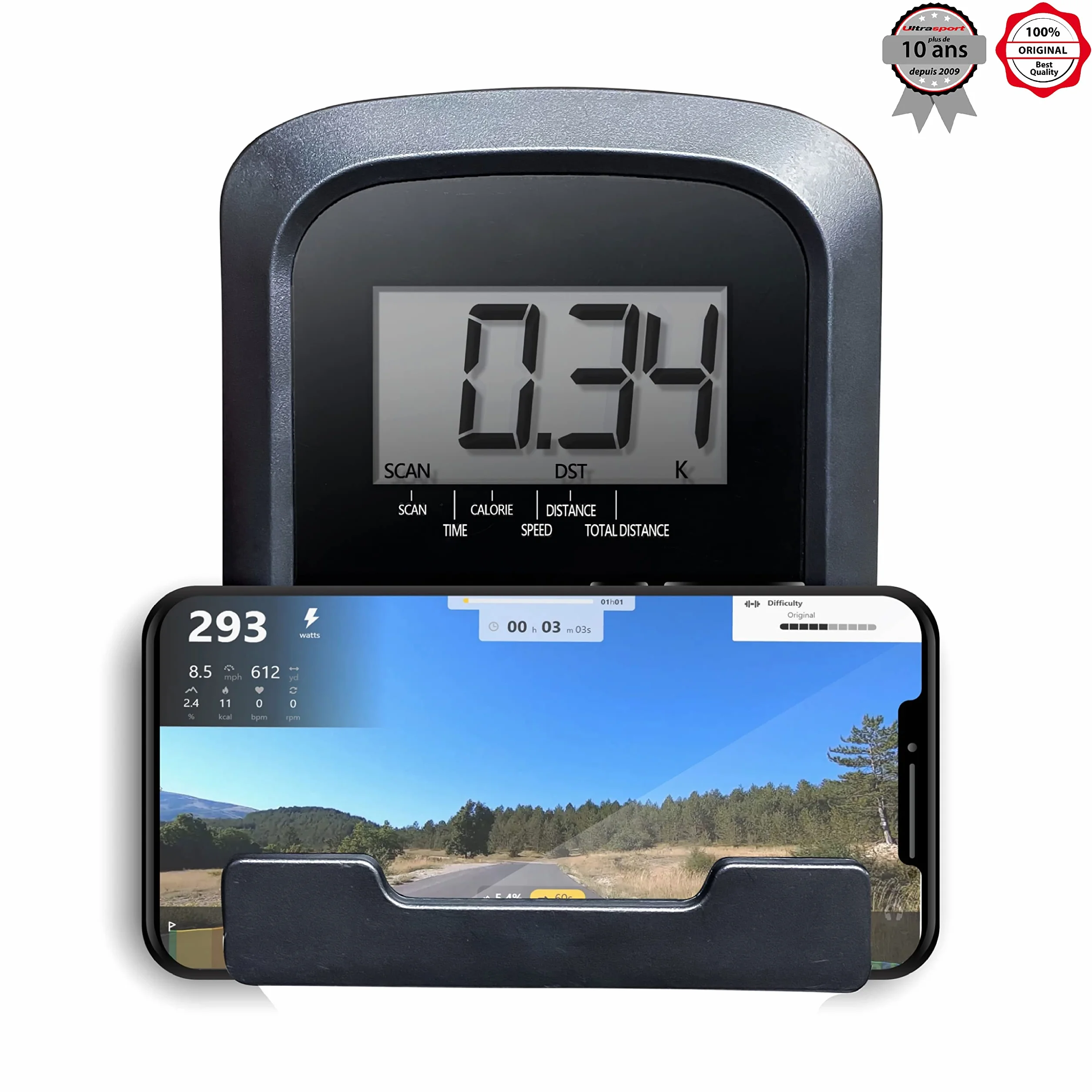 Ultrasport home trainer vélo de fitness ordinateur entraînement capteurs pouls résistance réglable 8 niveaux