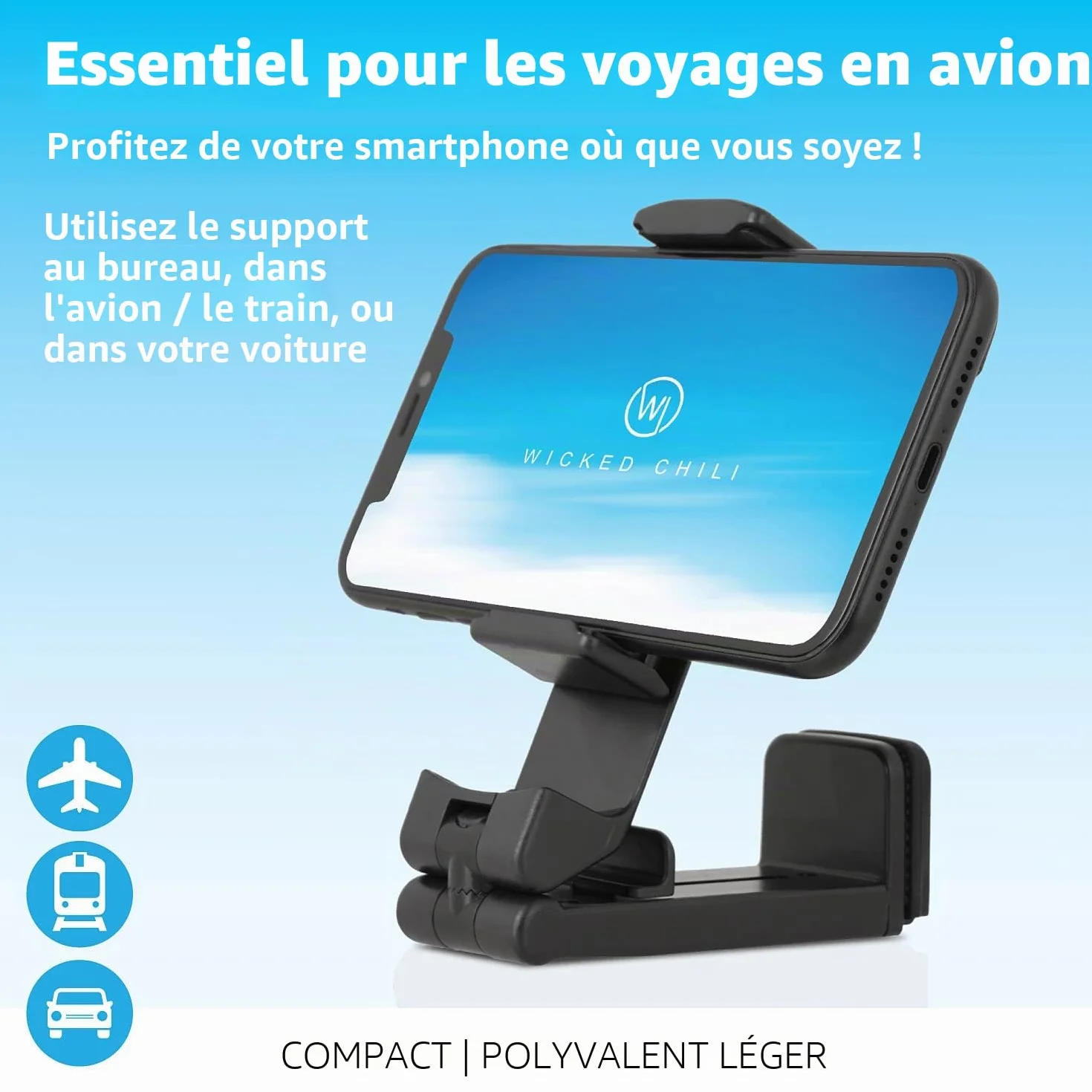 Wicked Chili 2X Support de téléphone Portable Flexible Pliable avec rotule à 360° et Pince de Table