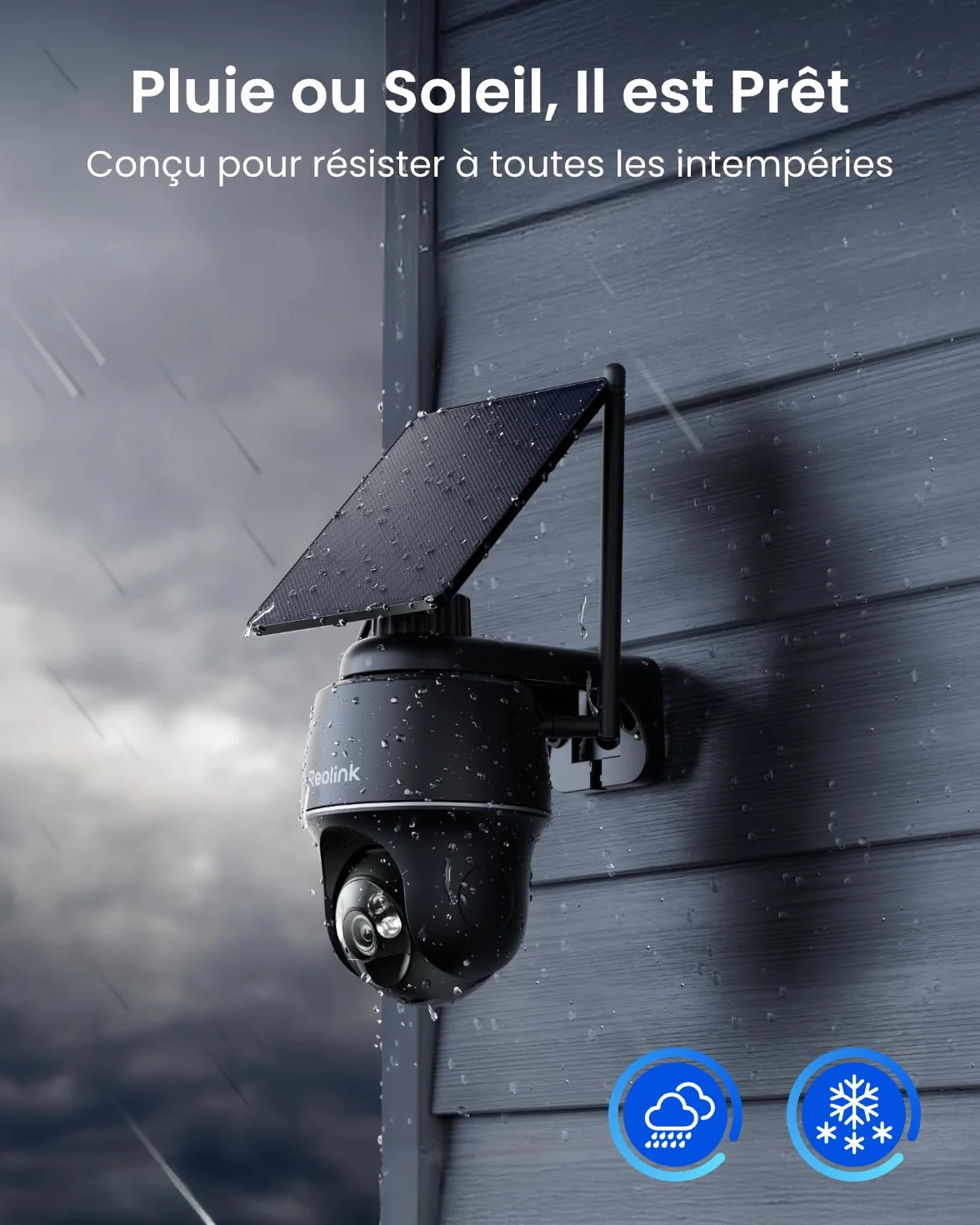 Reolink 5MP Camera Solaire Exterieur WiFi sans Fil, 2,4/5Ghz WiFi, 360° Camera Exterieur Batteries, Détection Personne/Véhicule/Animal, Audio Bidirectionnel, Siren, Argus PT+Panneau Solaire
