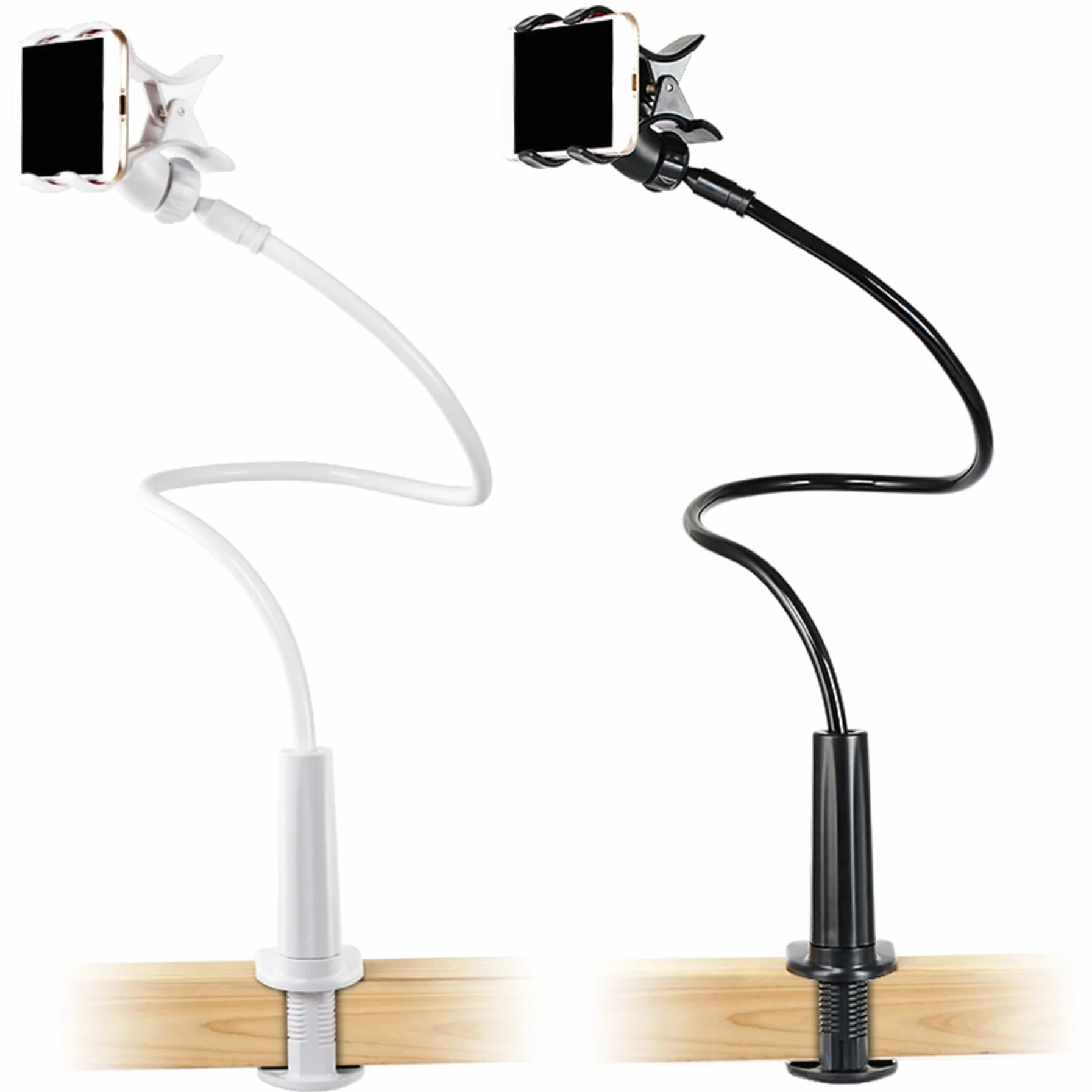 Pince de téléphone au lit, support de téléphone à col en cygne, support de téléphone de lit réglable avec clip non glissant, support de téléphone universel pour lit, support de téléphone portable, no