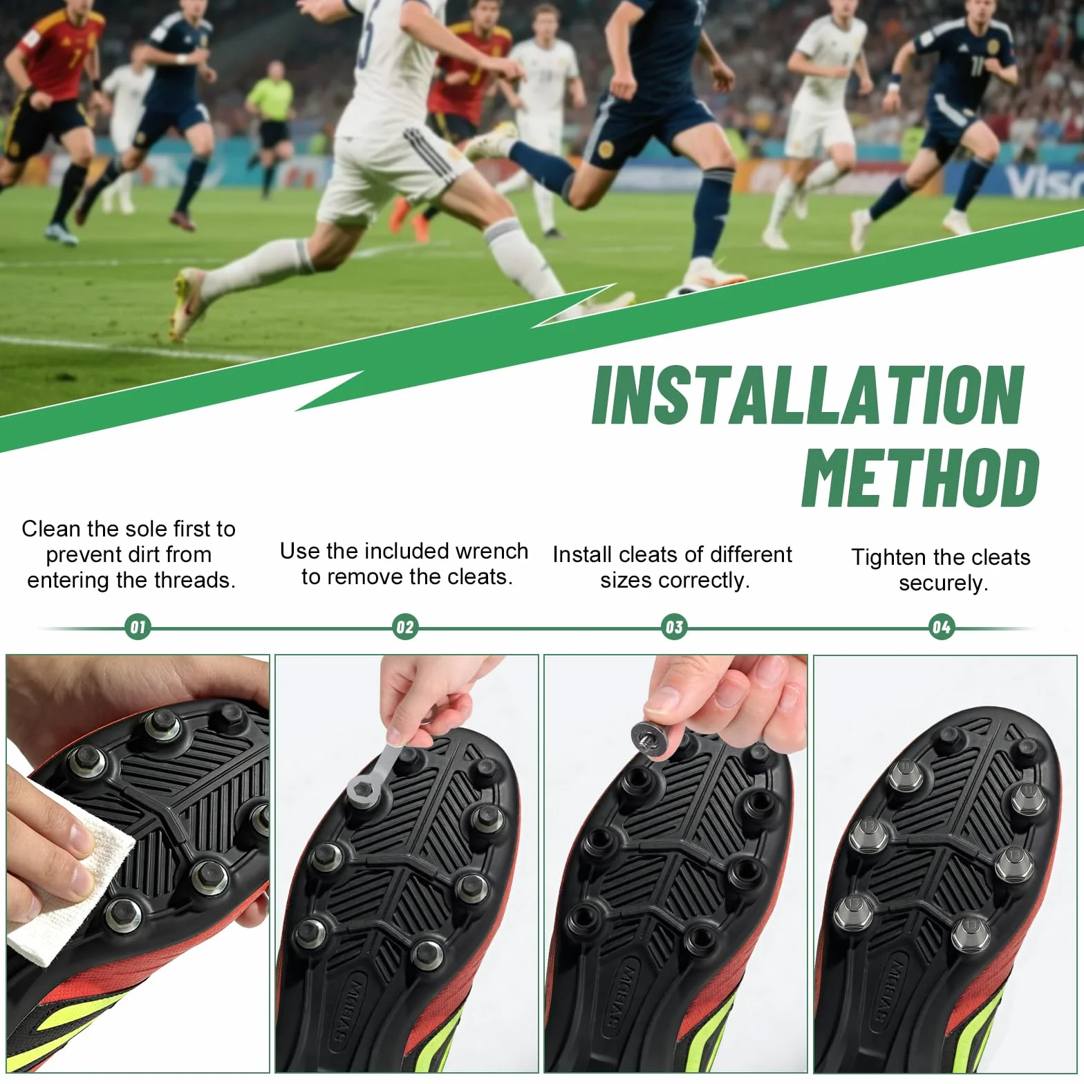 Crampons de Rechange pour Chaussure de Foot 11mm/13mm/15mm, M5 avec Clé d'Aluminium