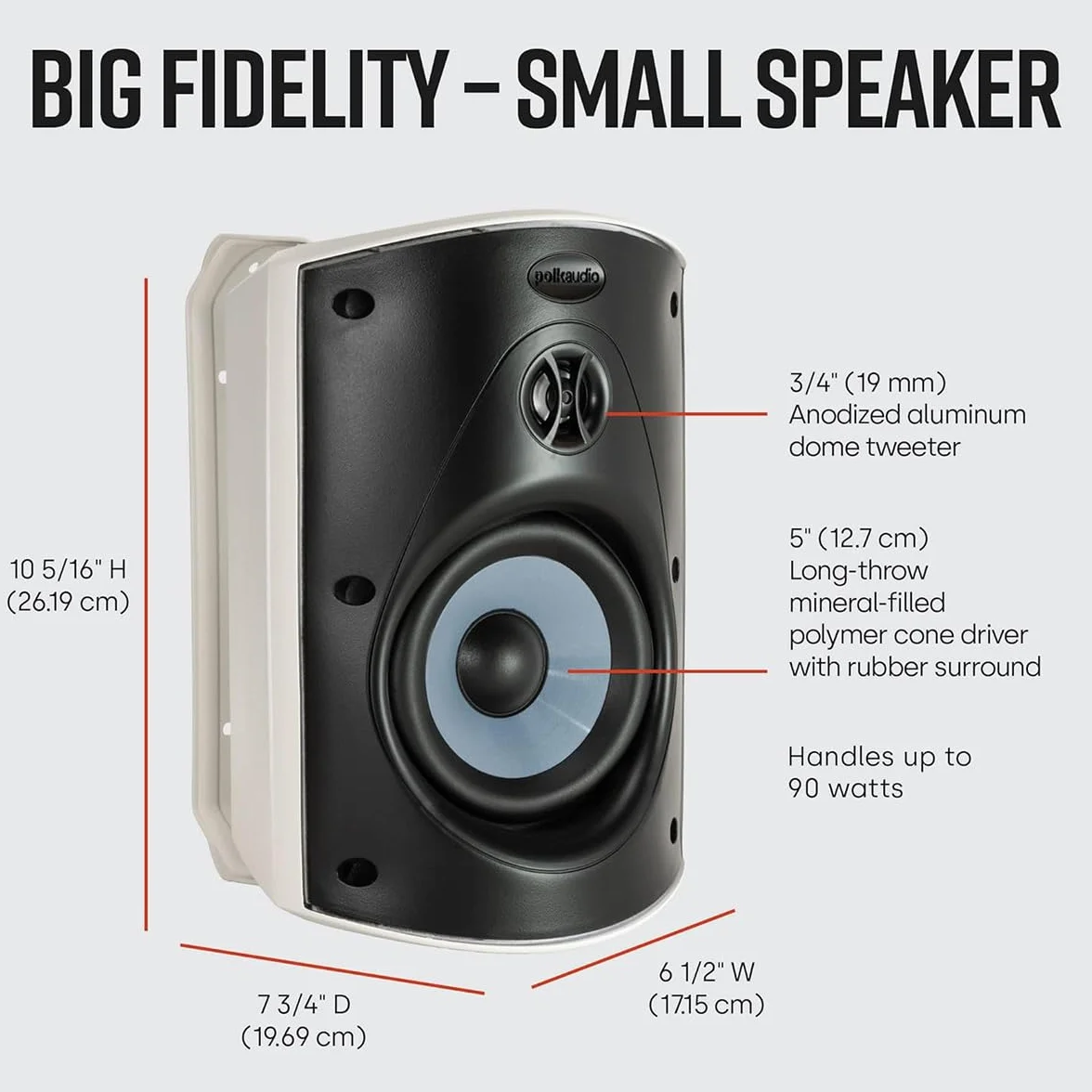 Polk Audio Atrium 5 Enceintes Extérieures 5", Haut-Parleurs 100W, Résistants aux Intempéries, Haute Fidélité - Blanches