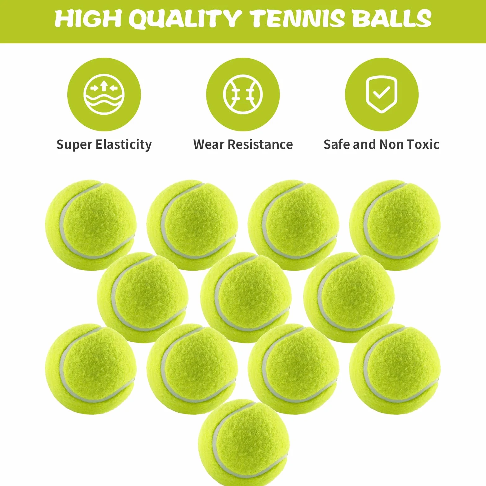 Balles de Tennis Jaune 12 Pièces pour Compétition Entraînement Chien