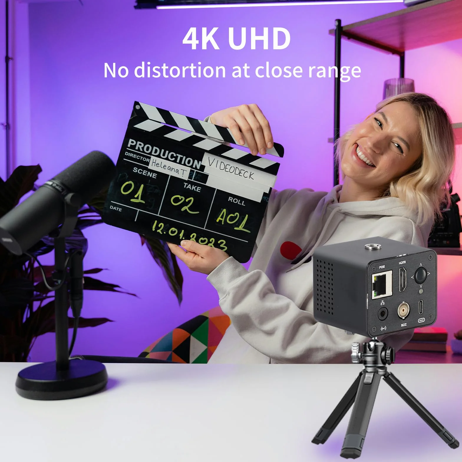 Zowietek Caméra Box POV 4K PoE ZowieCAM Sortie SDI/HDMI/UVC Streaming RTSP/RTMP/SRT Ultra Compacte Objectif Interchangeable Contrôle PC/Mobile/Tablette M12