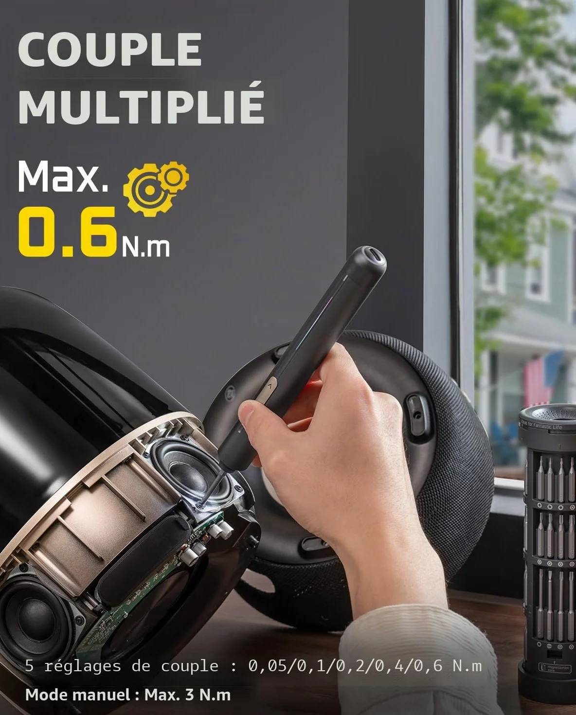 Fanttik E2 Ultra Mini tournevis électrique, couple maximal de 0,6 N.m, tournevis electrique sans fil avec 50 embouts magnétiques,convient pour téléphone portable/caméra/ordinateur portable/montre