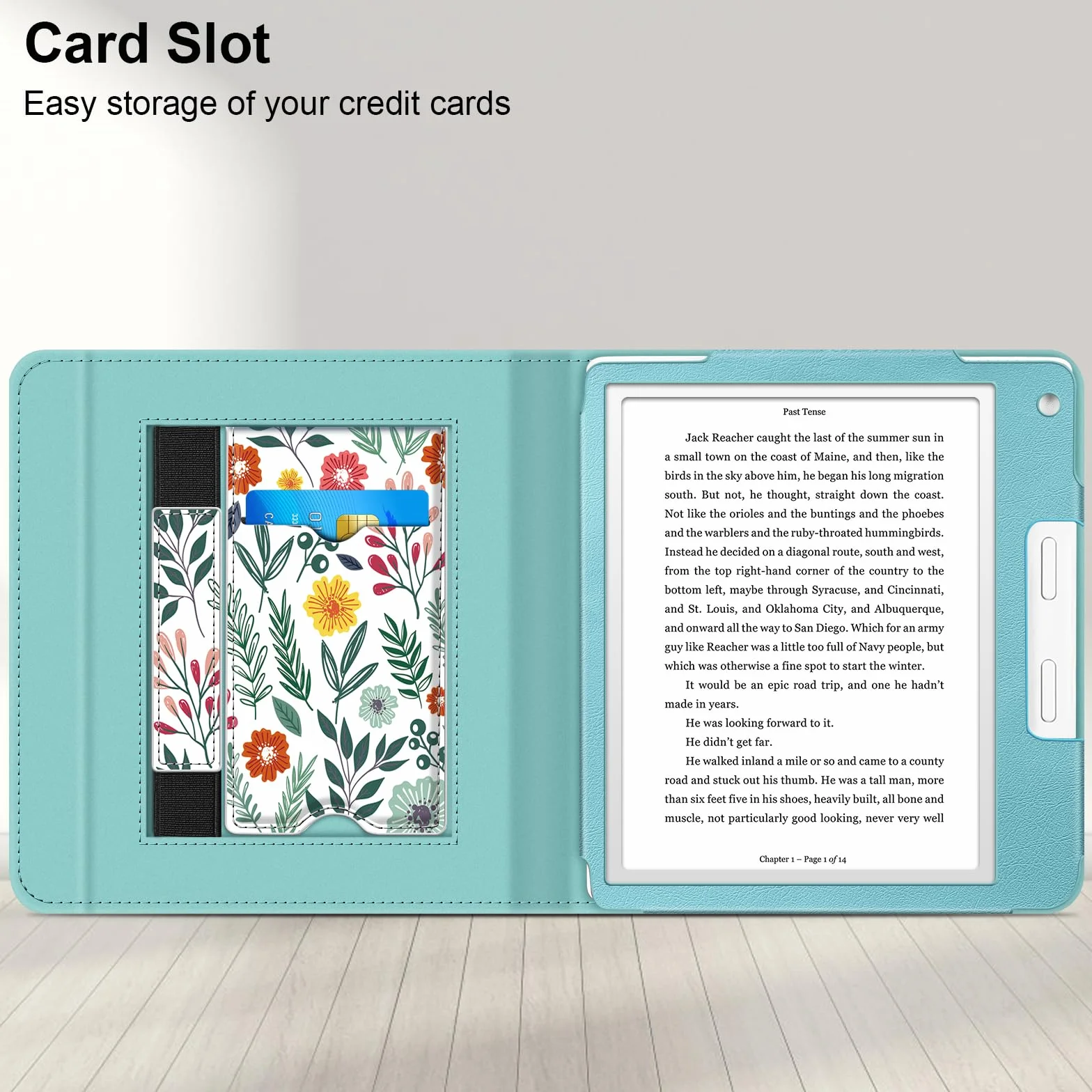 FINTIE Étui Compatible avec 7" Kobo Libra Colour 2024 / Kobo Libra 2 2021 (Modèle: N428 / N418), Coque Liseuse avec Béquille et Fente pour Carte et Dragonne, Fleur Printanière