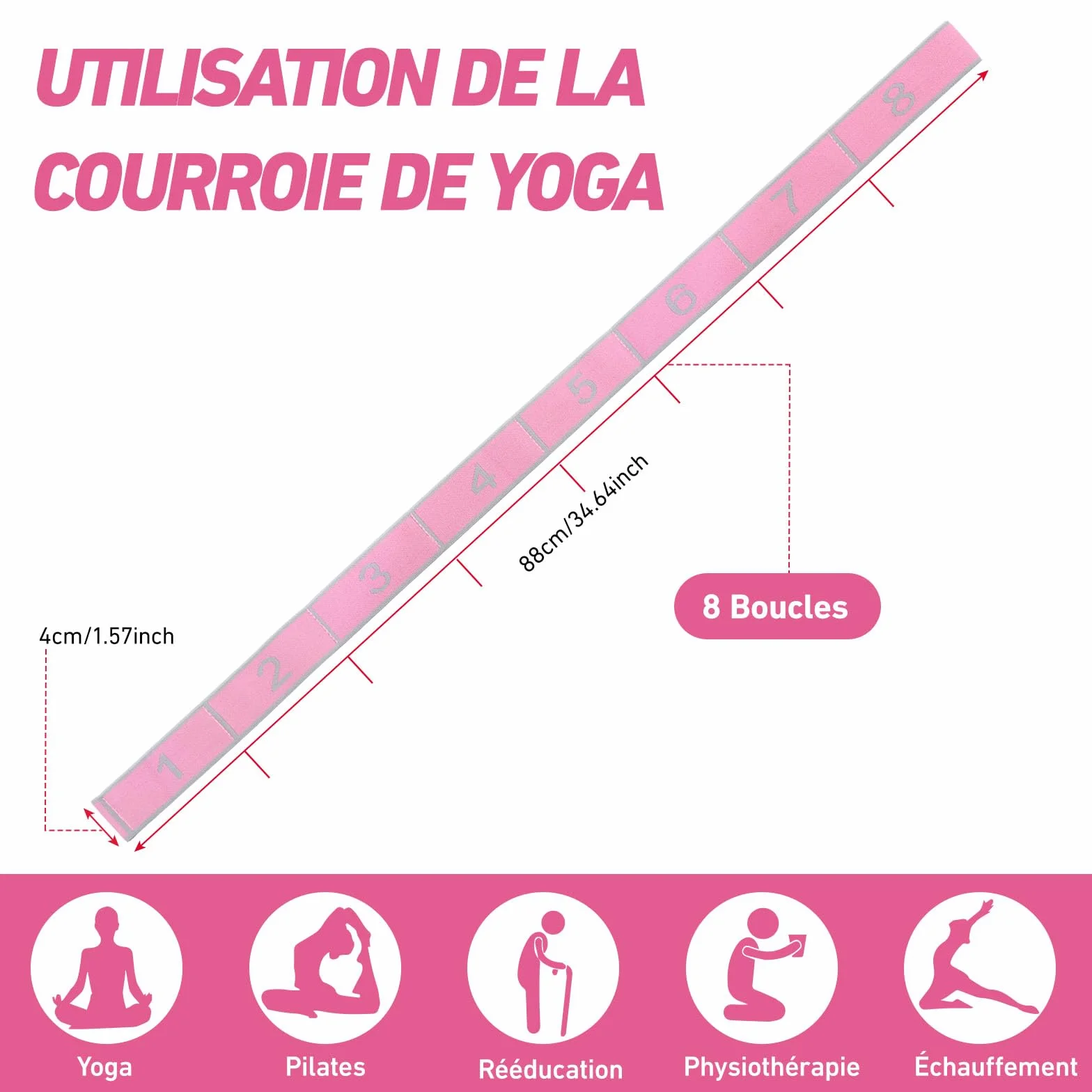 XIANGLONGY Bande Élastique Musculation 8 Niveaux de Forces pour Fitness Yoga Pilates