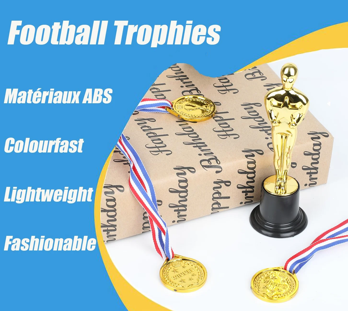 Trophée Football Sport Personnalisable pour Jeux Scolaires Compétitions 12pcs