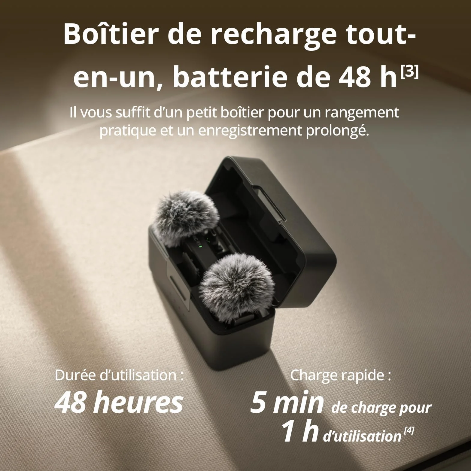 DJI Mic Mini (2 TX + 1 RX + Boîtier de Recharge), Ultra-léger, Audio de HQ, 48 h d’Utilisation, Annulation du Bruit, Limite Auto, Microphone sans Fil pour caméra/iPhone/Android, vlog, Streaming