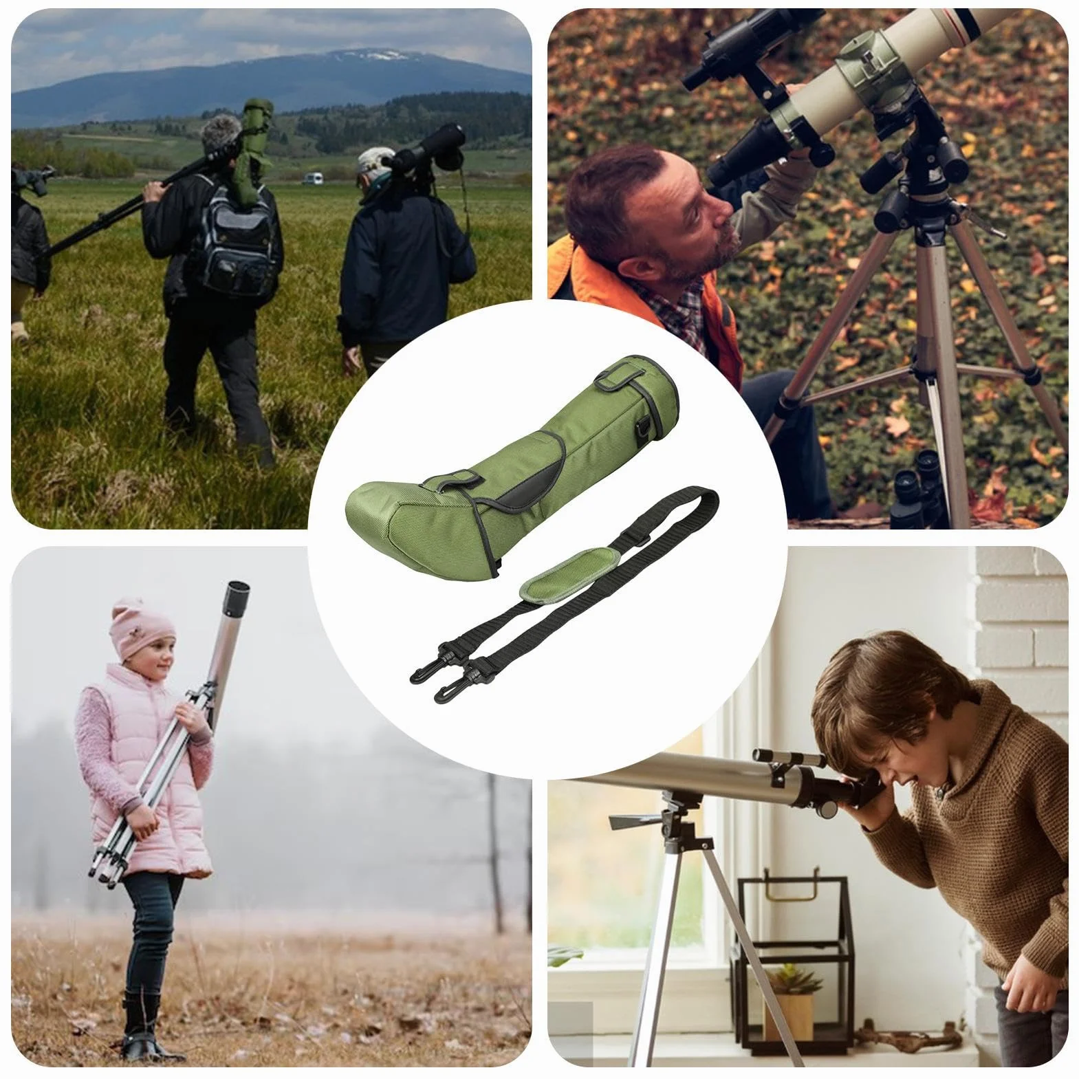 Étui pour télescope – Sac de voyage pour lunette d'observation de protection en nylon, solution de transport légère et polyvalente, bandoulière réglable | Protection sûre contre les chocs avec finitio