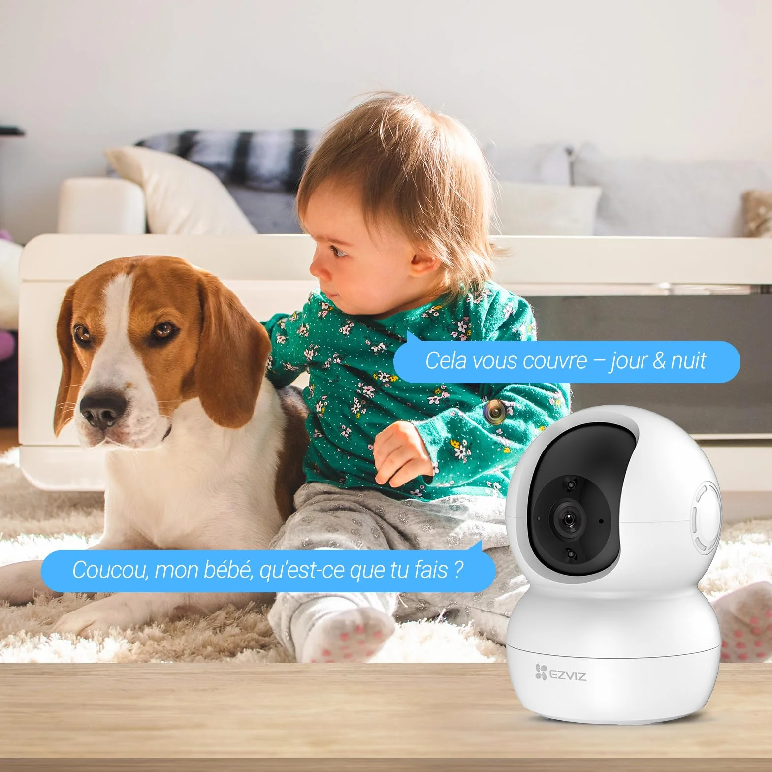 EZVIZ Caméra Surveillance WiFi Intérieure 360°, FHD 1080P, Camera WiFi 2.4Ghz, Vision Nocturne, Détection de Mouvement Suivi Intelligent, Audio Bidirectionnel, Compatible avec Alexa pour Bébé/Animaux
