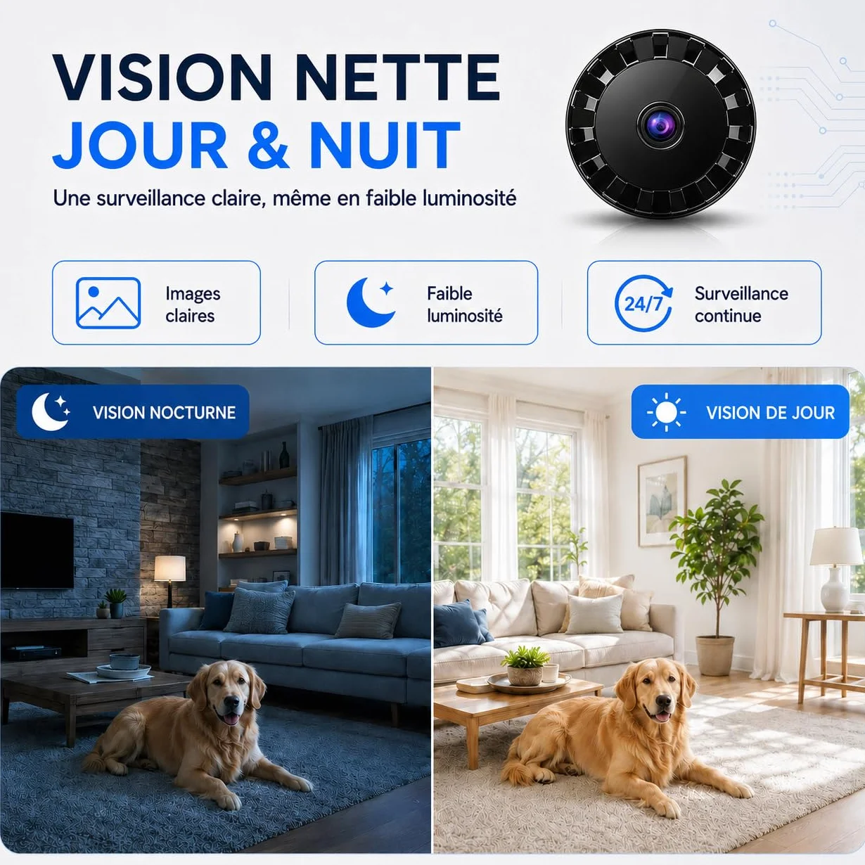 2026 Surveillance Mini Caméra Espion sans Fil , Caméra de sécurité WiFi HD 1080P avec Vision Nocturne intérieur/extérieur pour bébé, Animal de Compagnie, Compatible Smartphone (Black, Mini 4 pièce)