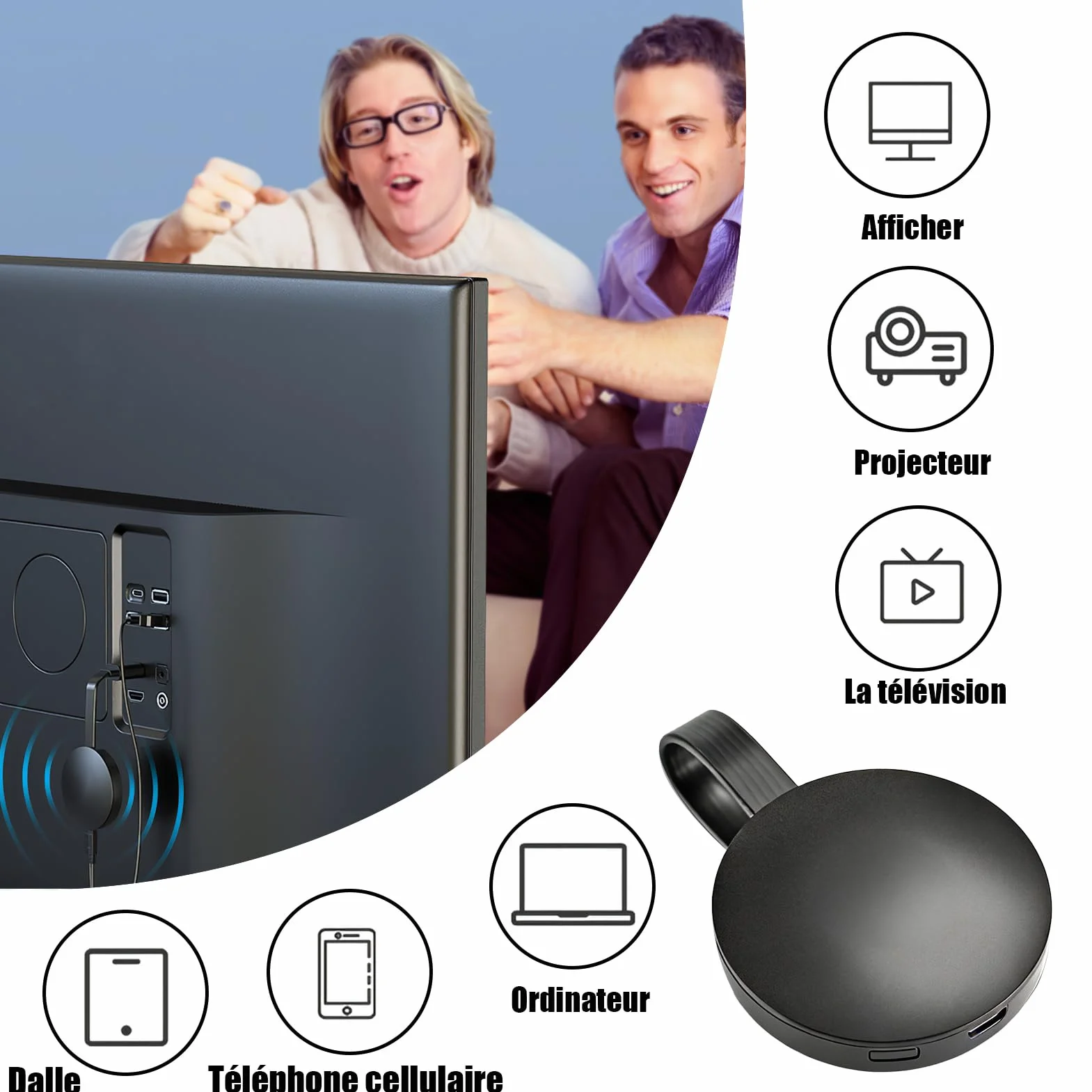 Adaptateur HDMI sans Fil 1080P WiFi Dongle Miracast Airplay DLNA pour Android iOS Windows Mac