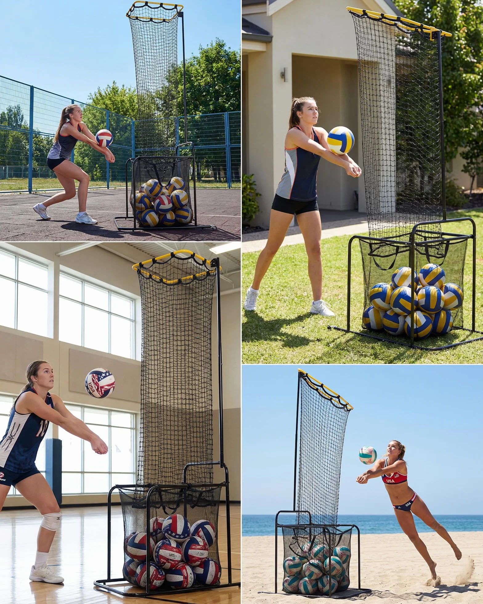 Aptliton Filet d'entraînement de Volley-Ball Réglable 118x75x300 cm avec Roues Freinées