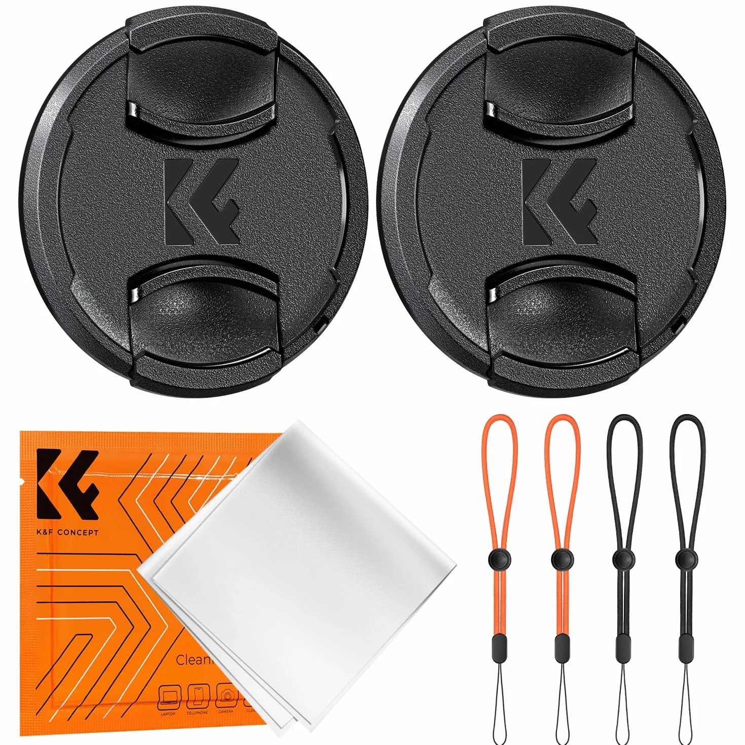 K&F Concept 67mm 2 x Bouchon Objectif + 2 x Élastique + 1 x Chiffon de Nettoyage Emballé sous Vide Compatible avec Appareil Photo Canon Nikon Sony Olympus Fujifilm Pentax Panasonic Leica