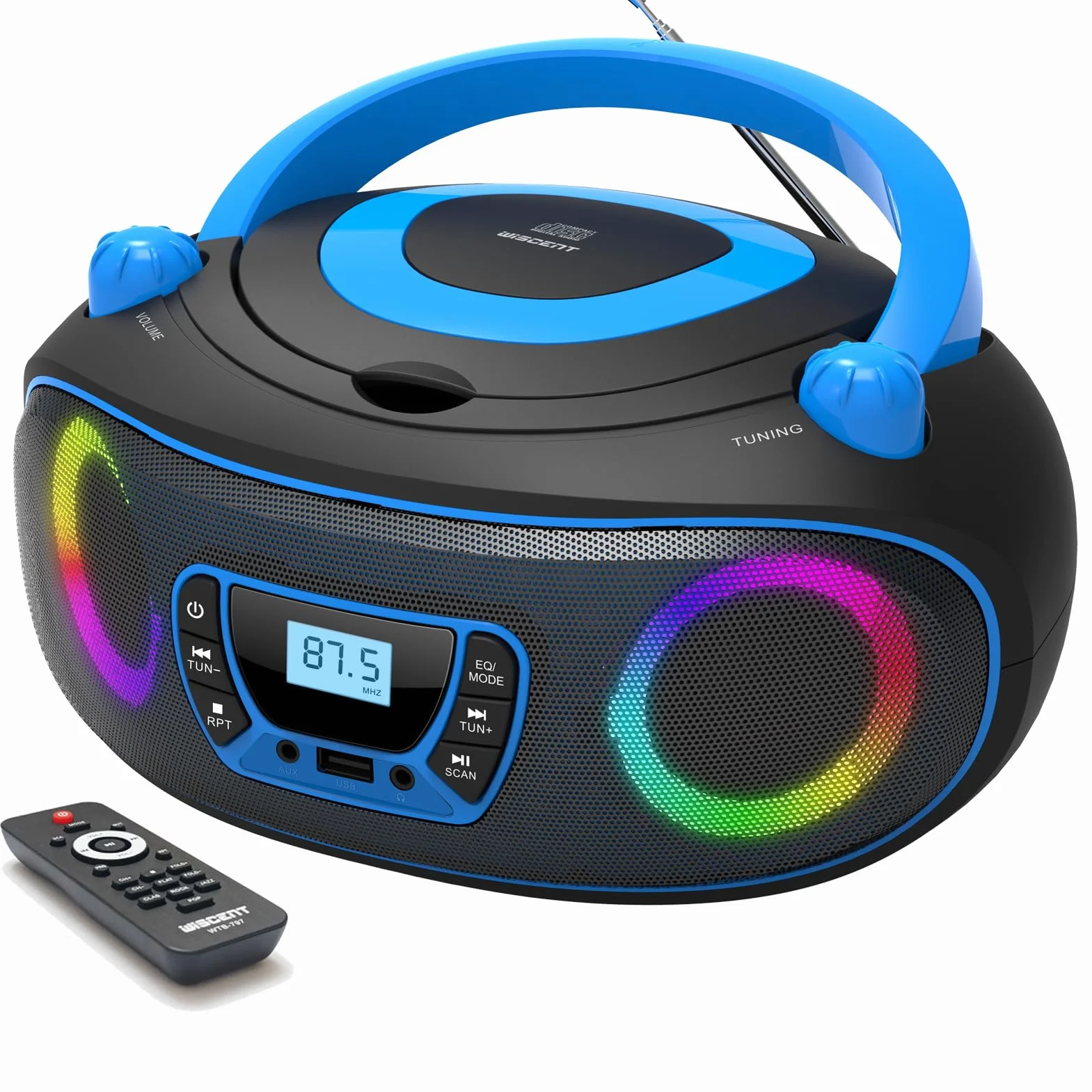 Lecteur CD stéréo Portable Boombox Bluetooth Radio FM USB AUX