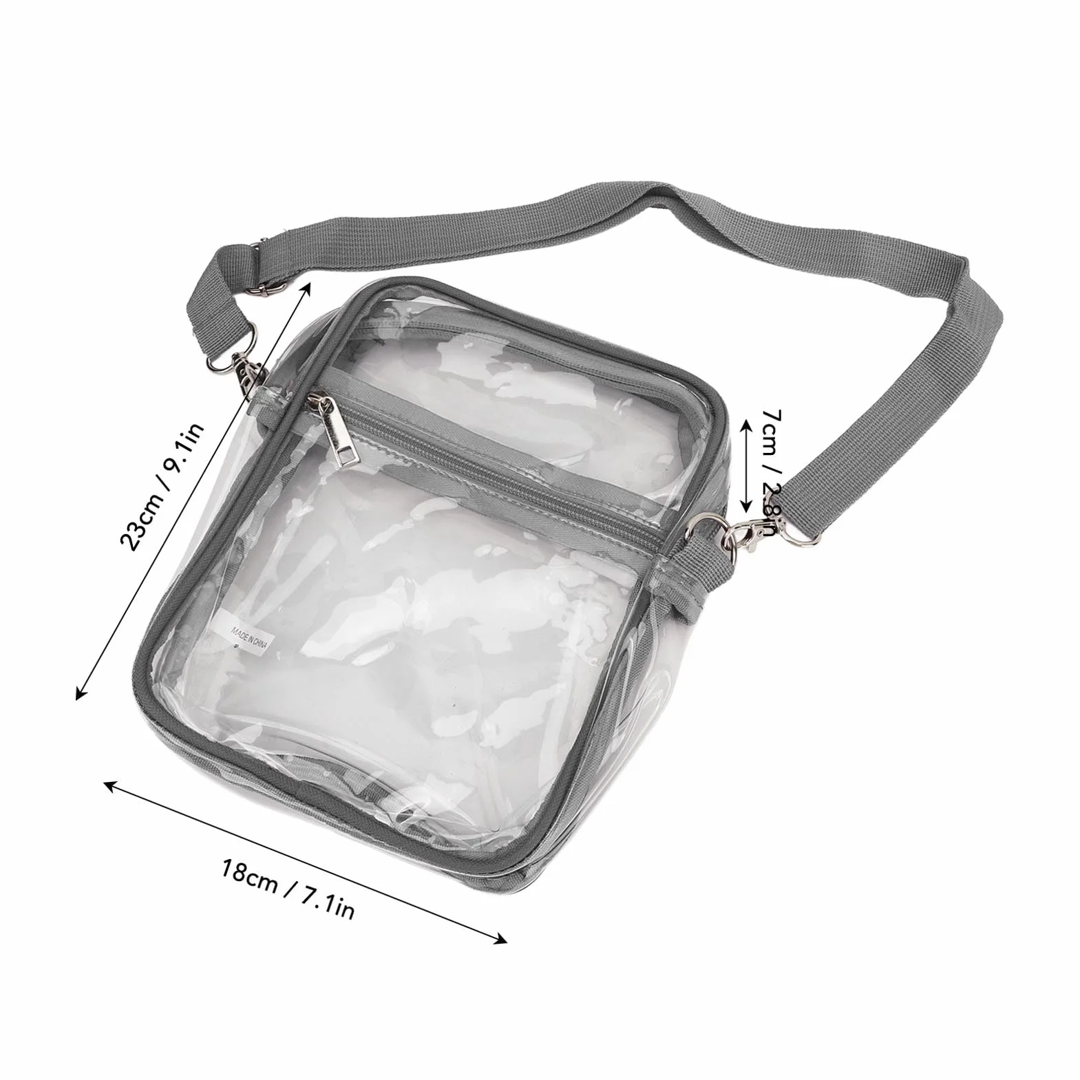 Fockety Sacoche Transparente en PVC avec bandoulière réglable et Fermeture à glissière