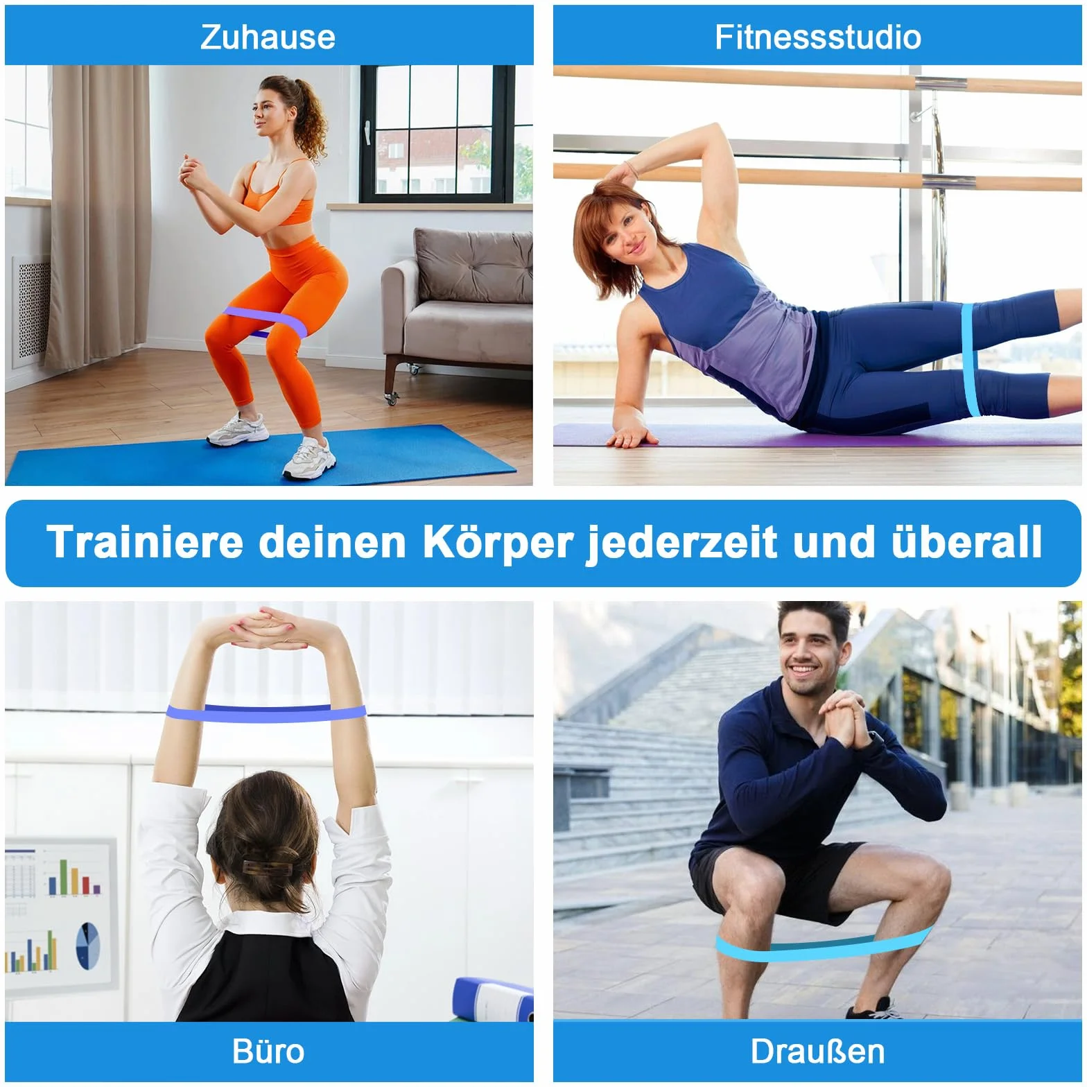SURFOU Musculation Élastique Set, Bande de Résistance Fitness, Élastiques Pilates Yoga Exercice