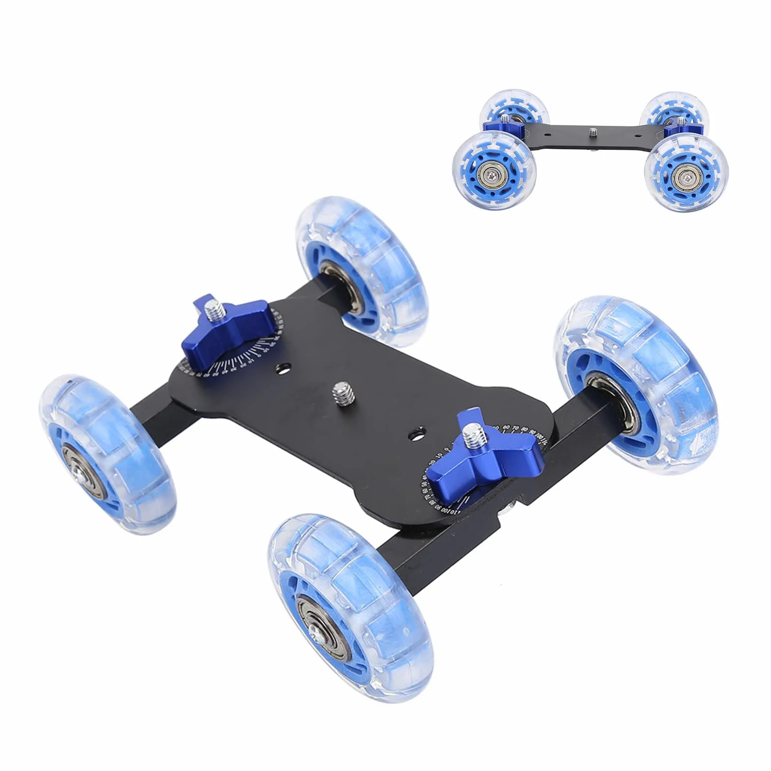 Luqeeg Caméra Dolly Skater, Mini Rouleau de Chariot de Caméra, 10 Kg de Charge Caméra Dolly Wheel Support de Caméra de Mouvement pour Reflex Numérique, Caméra, Caméscope, Vis 1/4 et Faible Bruit