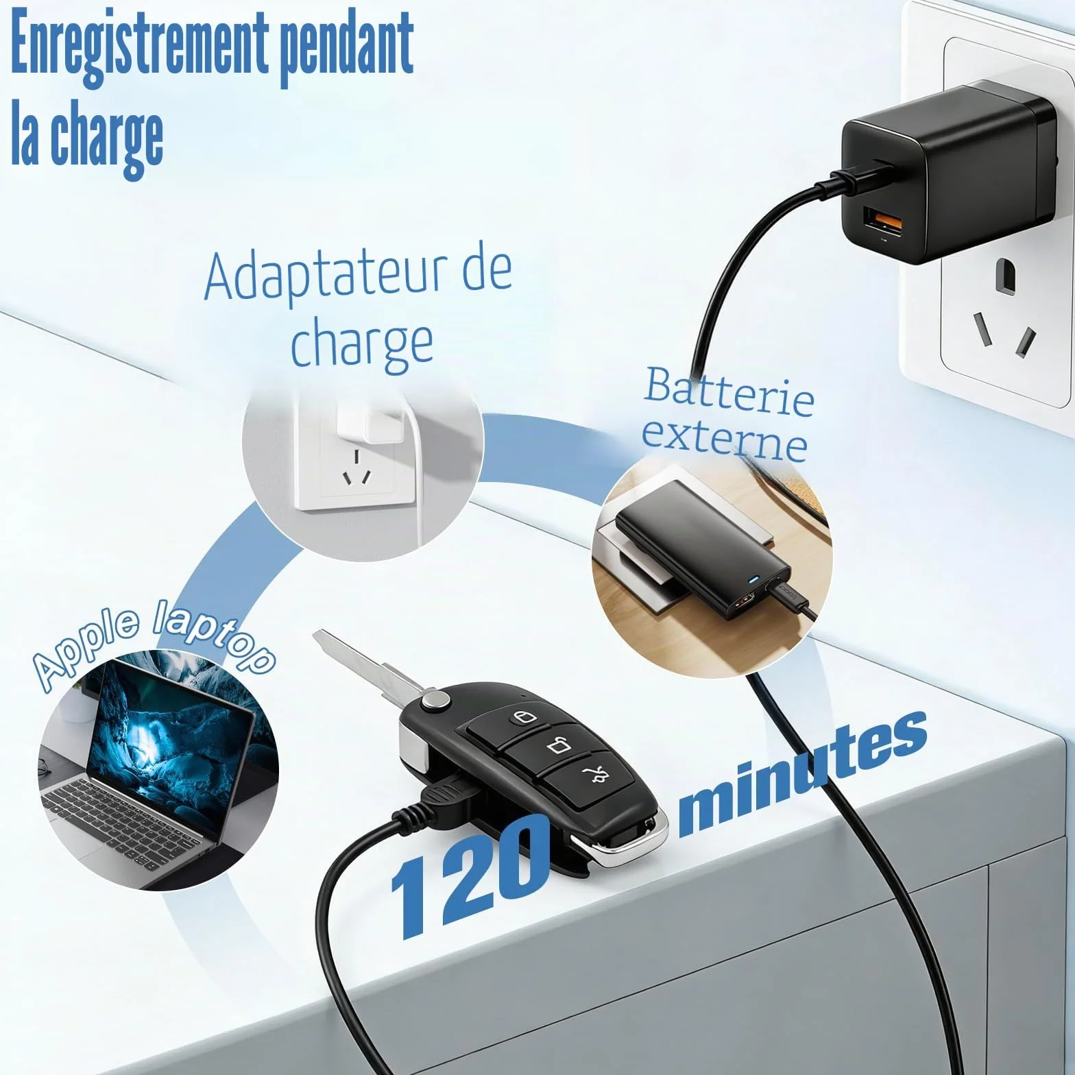Caméra Espion sans Fil 1080P HD, Mini Caméra Cachée Portable avec Détection Mouvement et Vision Nocturne