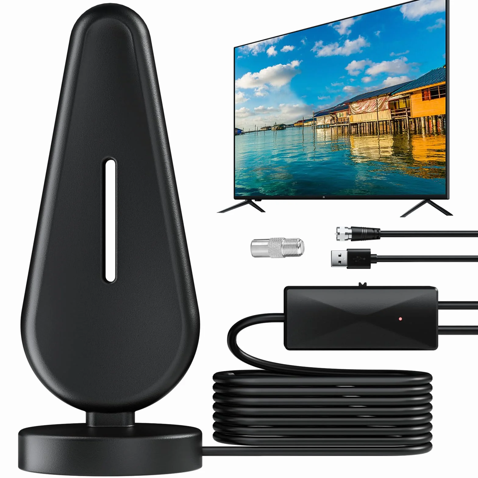 Antenne TV Intérieure Puissante - Optimisée pour 720p, 1080p, 4k - Réception Exceptionnelle des Chaînes TNT en Intérieur pour Une Expérience TV Impeccable