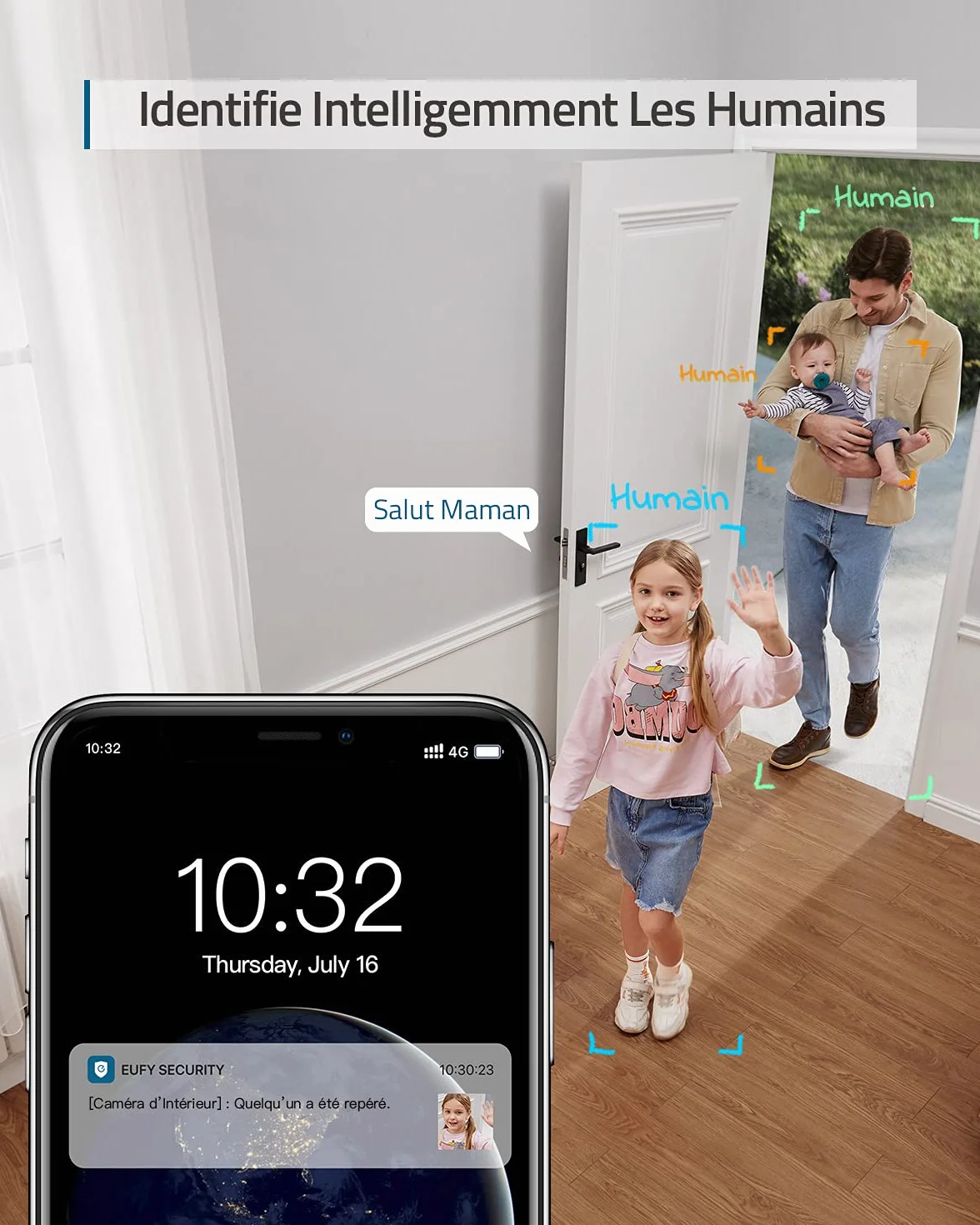 eufy Security IndoorCam E220 Camera Interieur sans Fil, 2K Pan & Tilt, Camera Surveillance WiFi, Détection des Humains et Animaux par l'IA, Assistants Vocaux, Carte microSD Requise