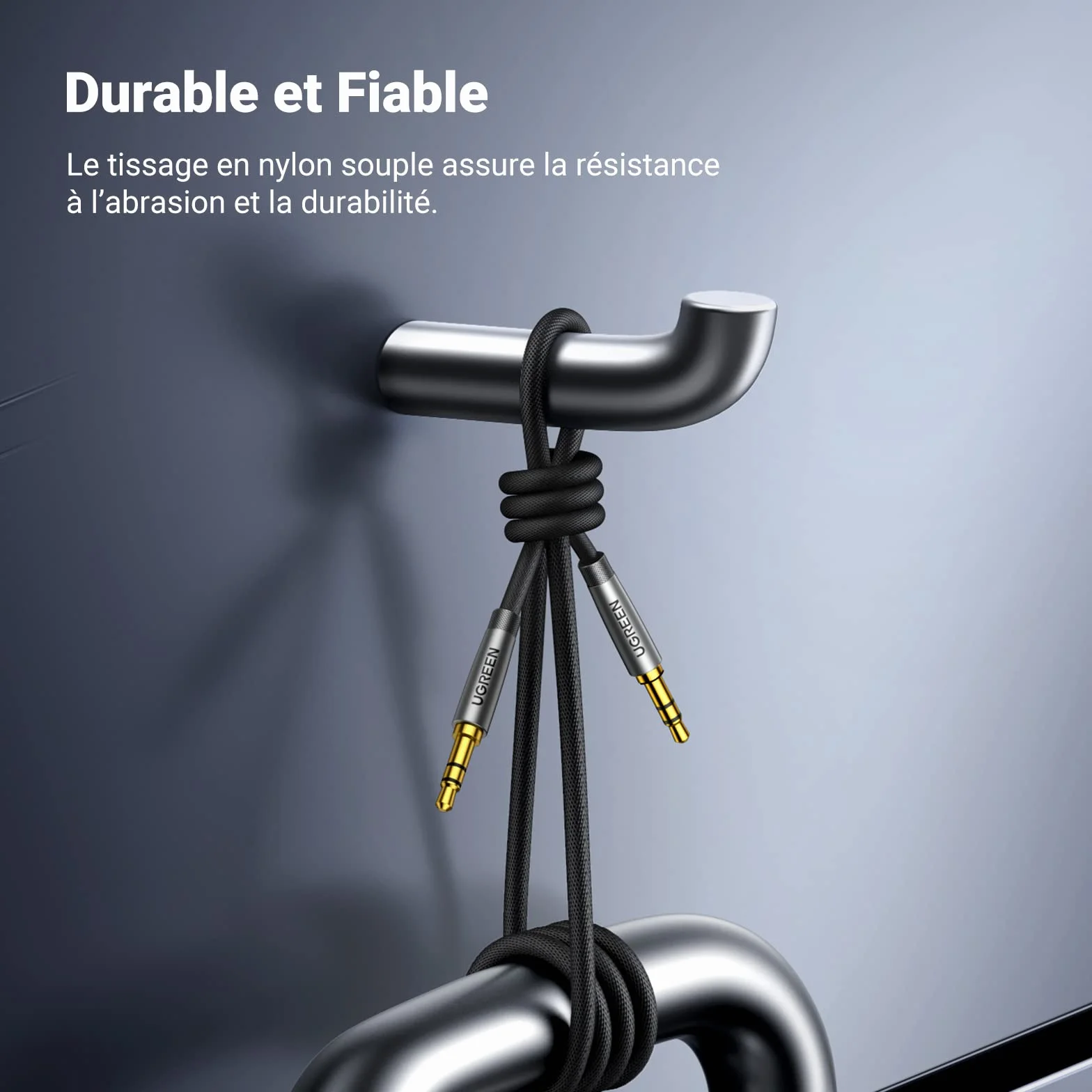 UGREEN Câble Audio Jack 3.5 mm Mâle Mâle HiFi Stéréo Nylon Tressé Auxiliaire 1M