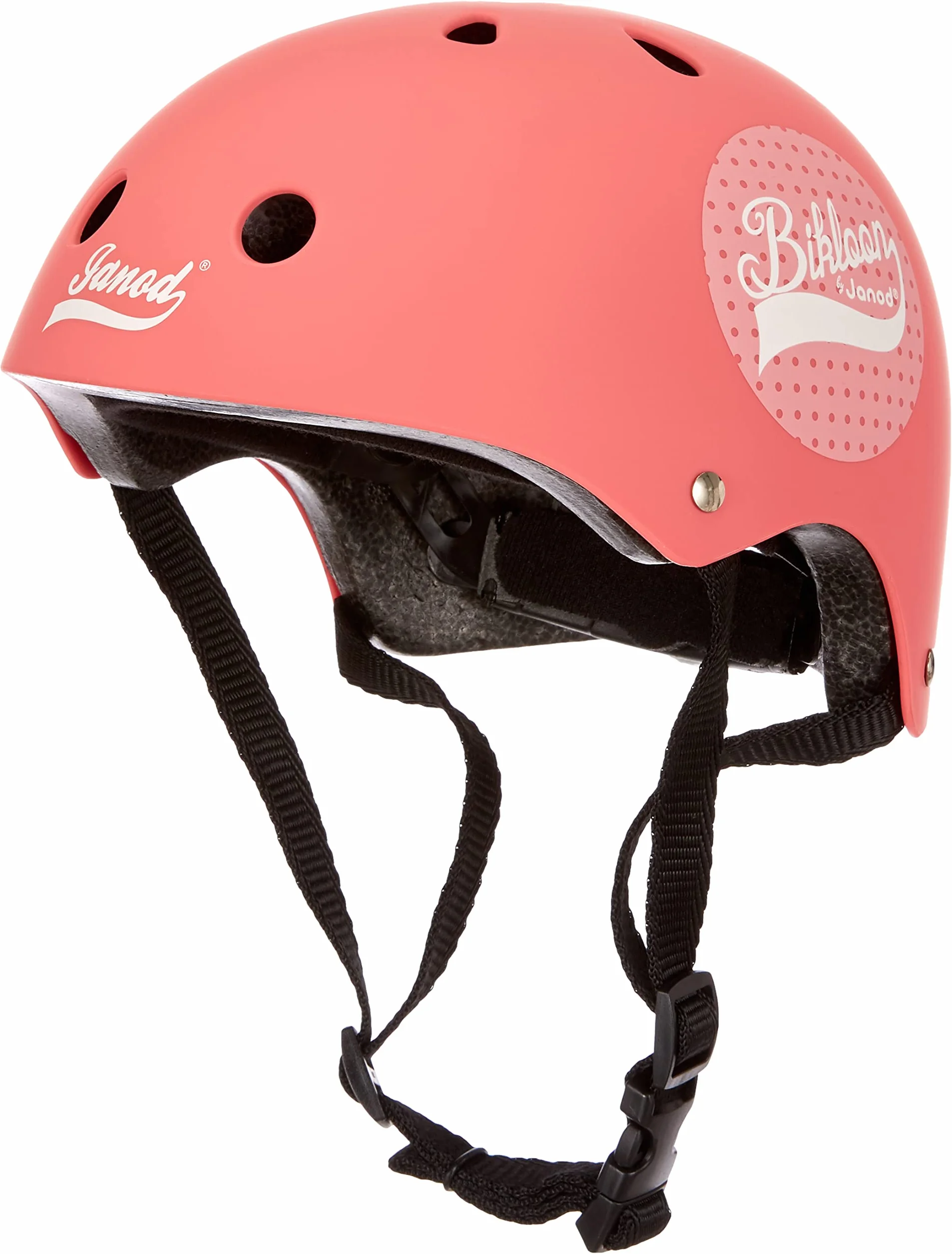 Janod Casque Vélo et Draisienne Enfant Rose à Pois Taille S Réglable 47-54 cm 11 Trous de Ventilation Dès 3 Ans