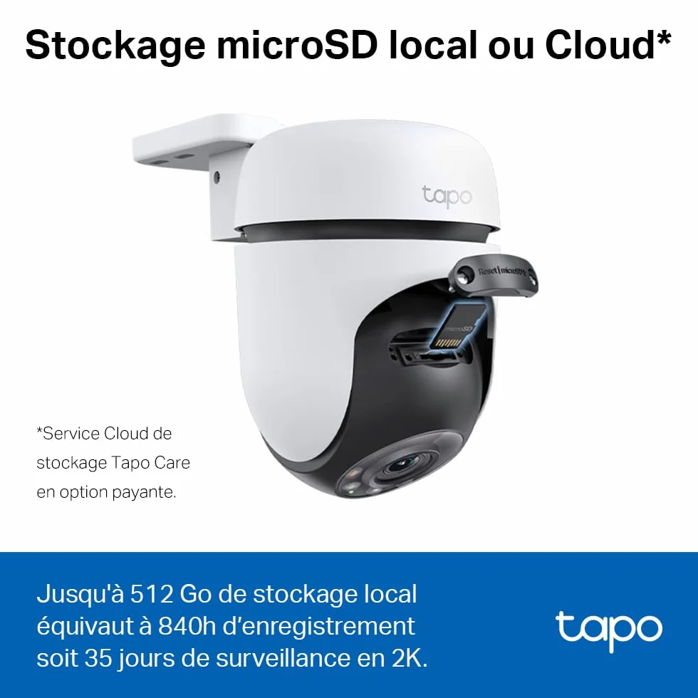 Tapo C510W 2K Caméra de Surveillance WiFi Extérieur 360° Vision Nocturne Couleur IP65